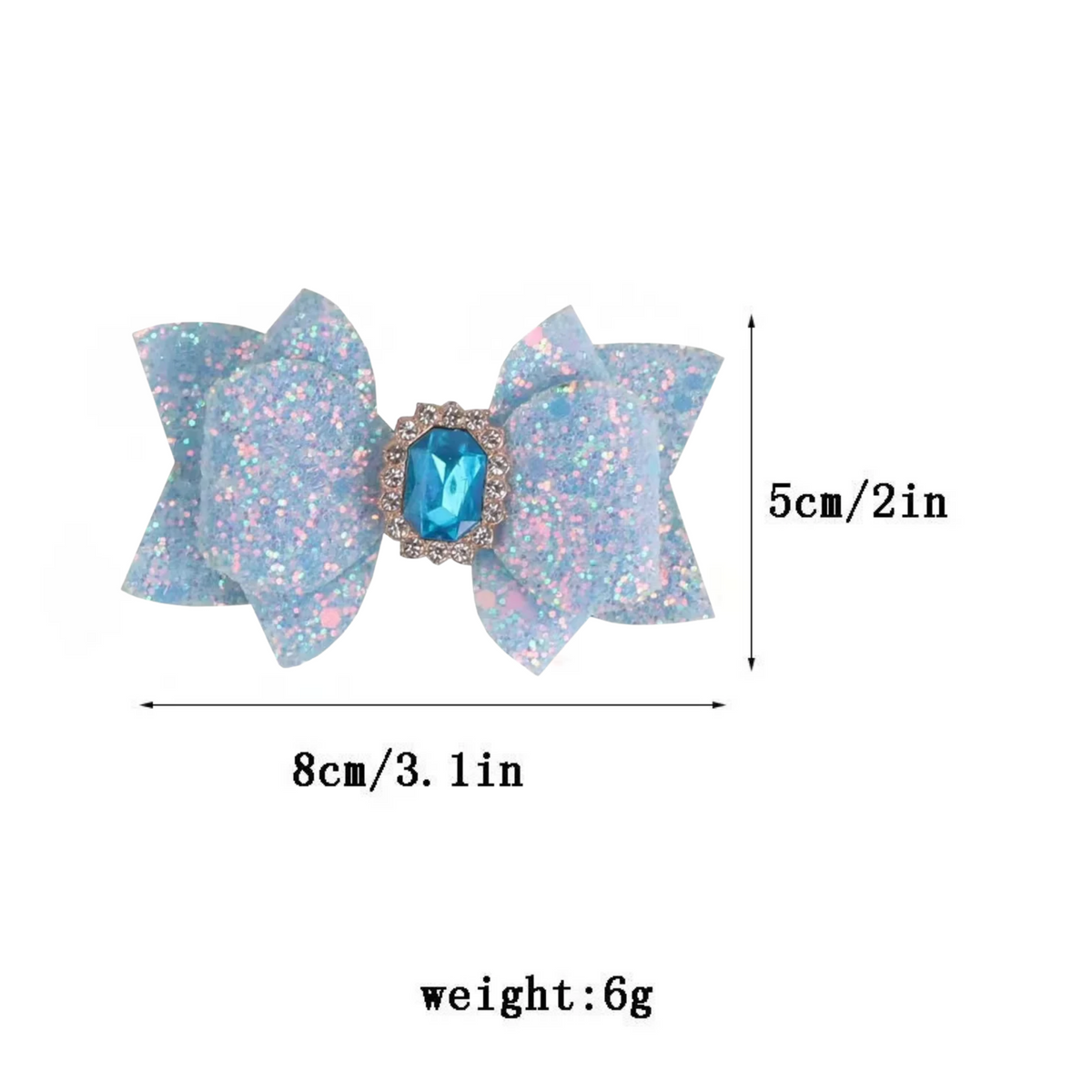 Sky Blue Glitter Gem Hair Bow