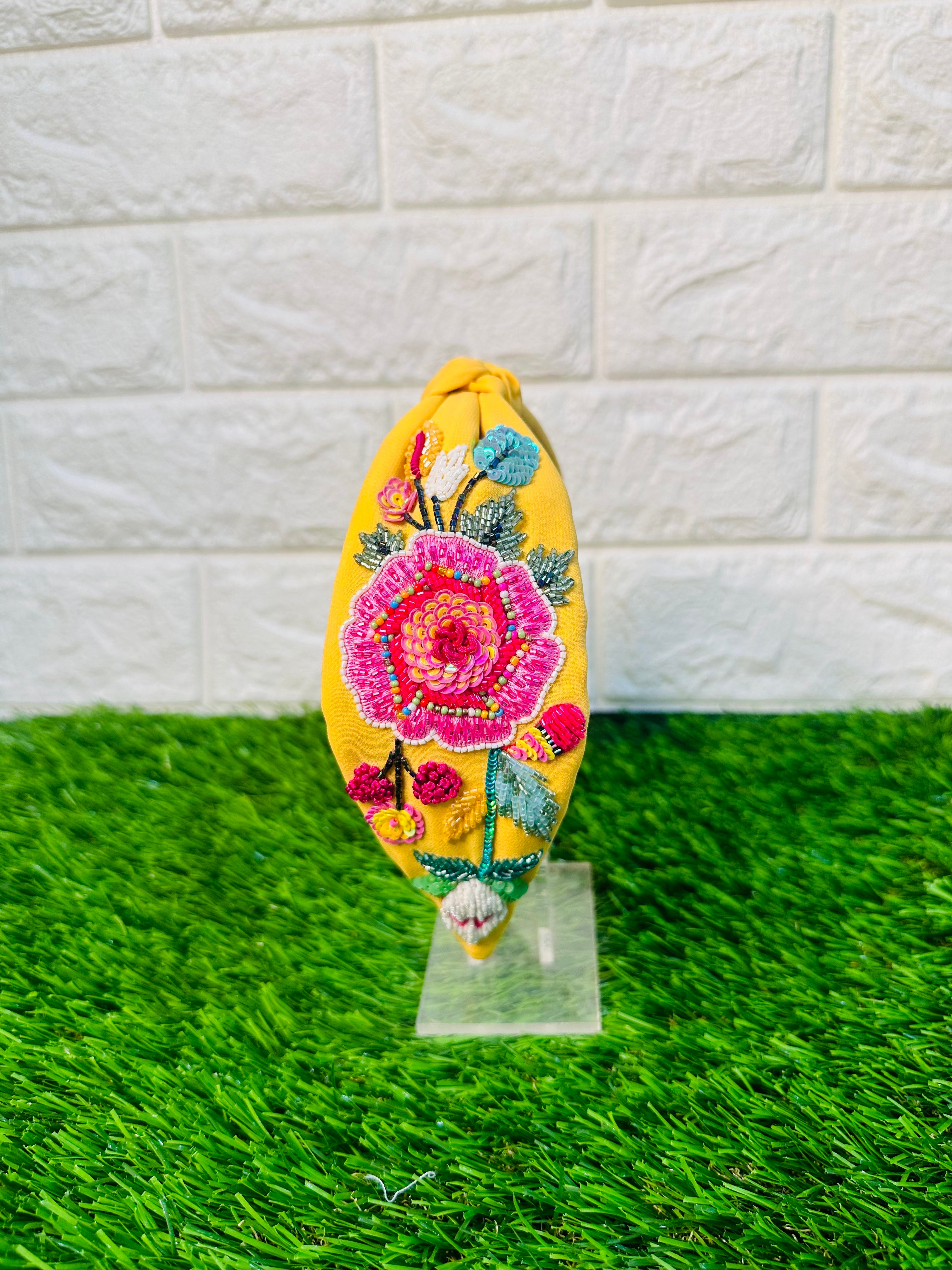 Yellow Floret Bloom Turban Hairband