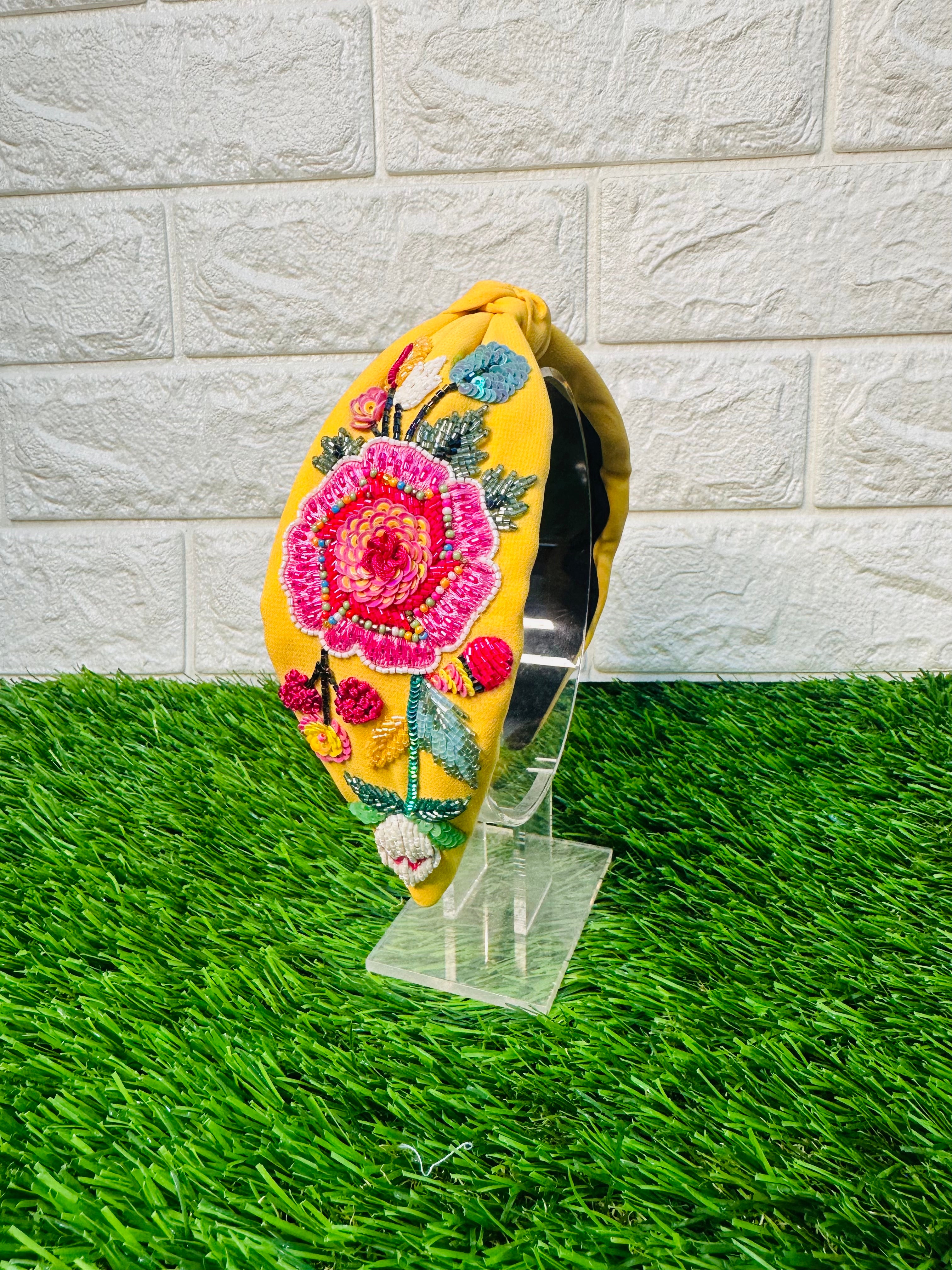 Yellow Floret Bloom Turban Hairband