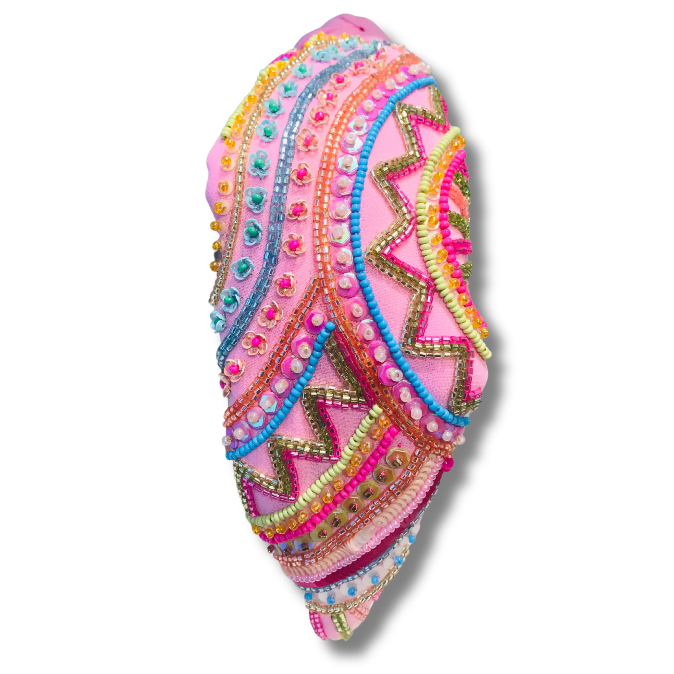 Zigzag Lines Cream Rose Turban Hairband