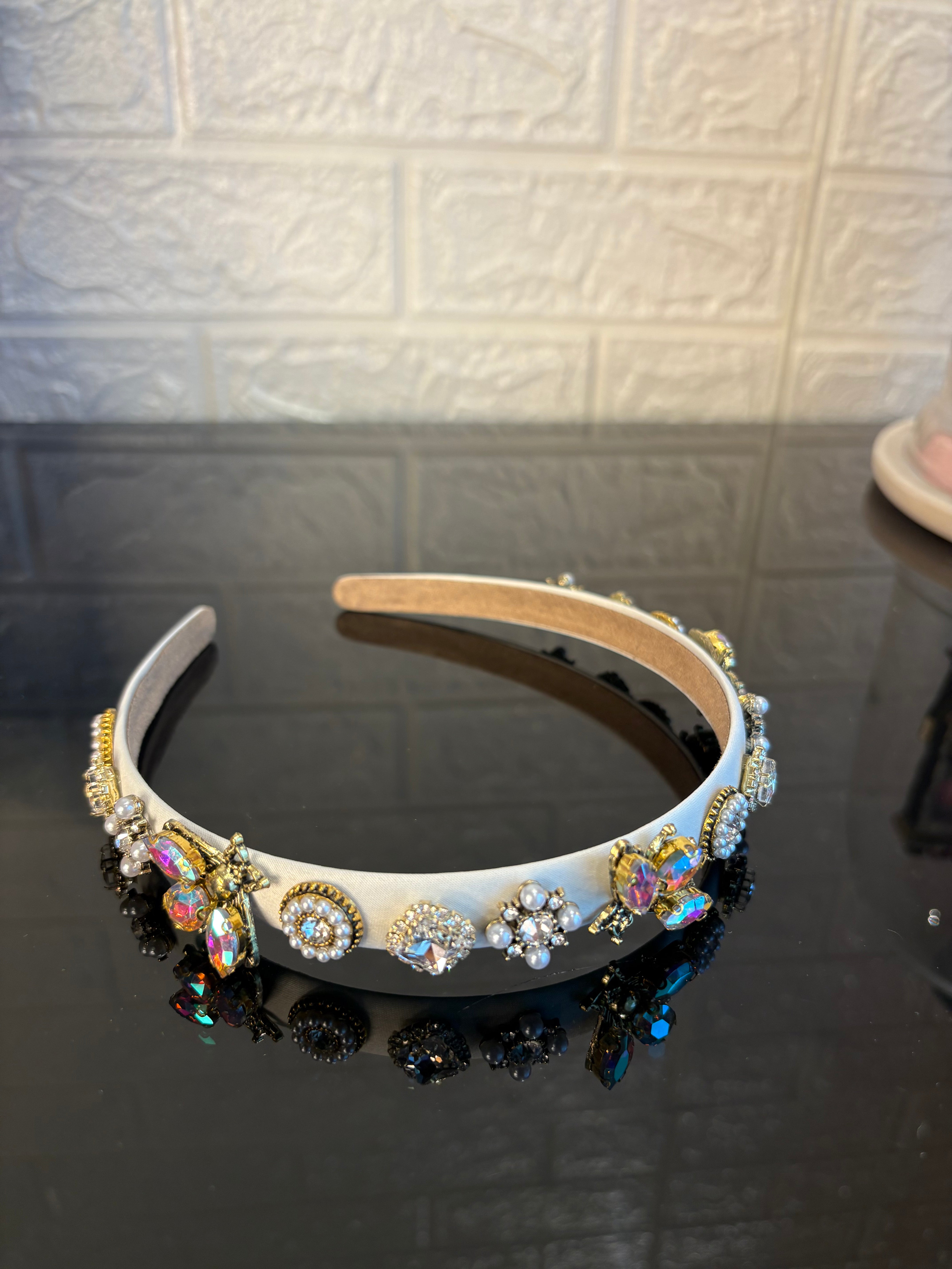 Beige Jewel Charms Hairband