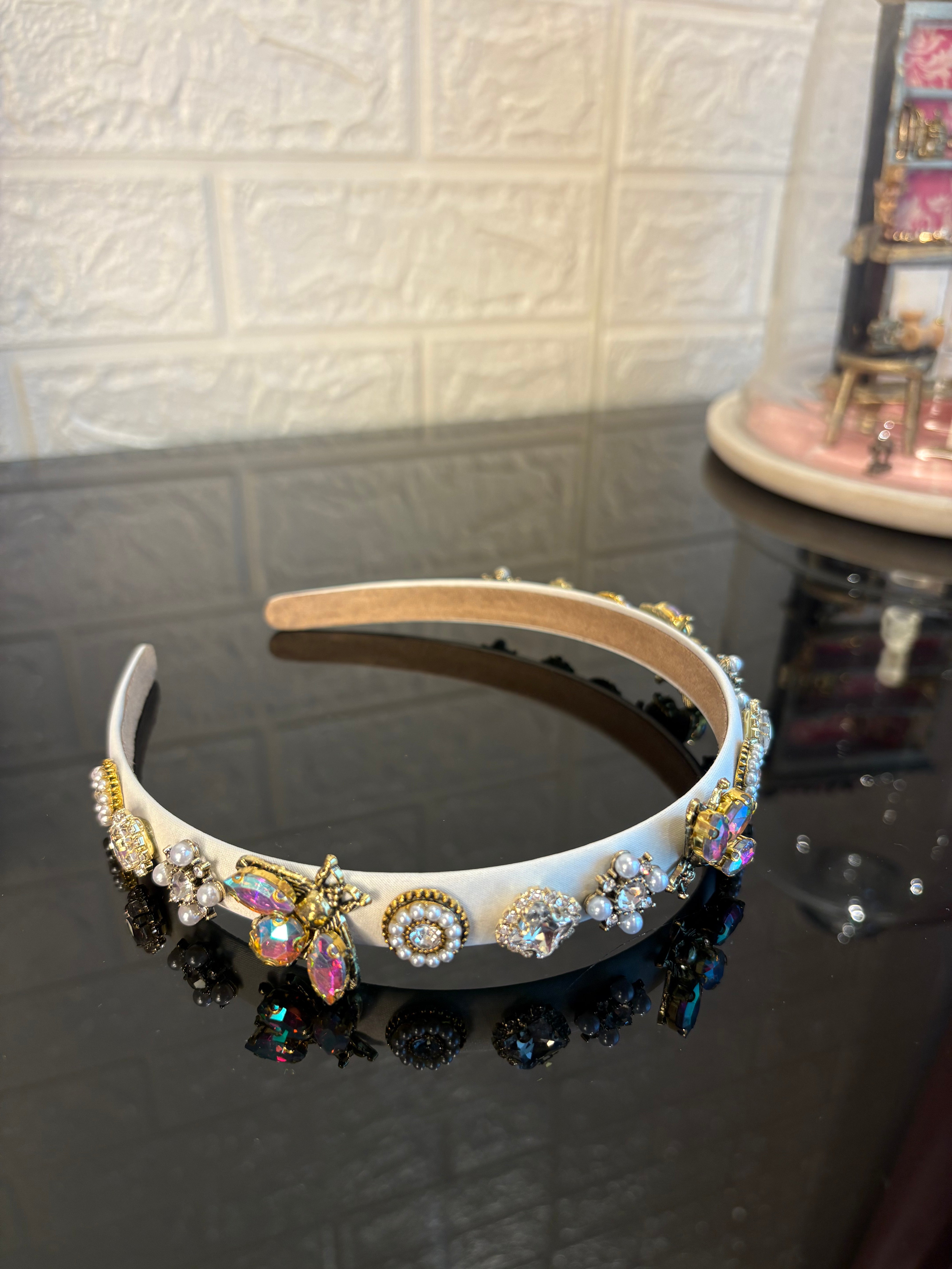 Beige Jewel Charms Hairband