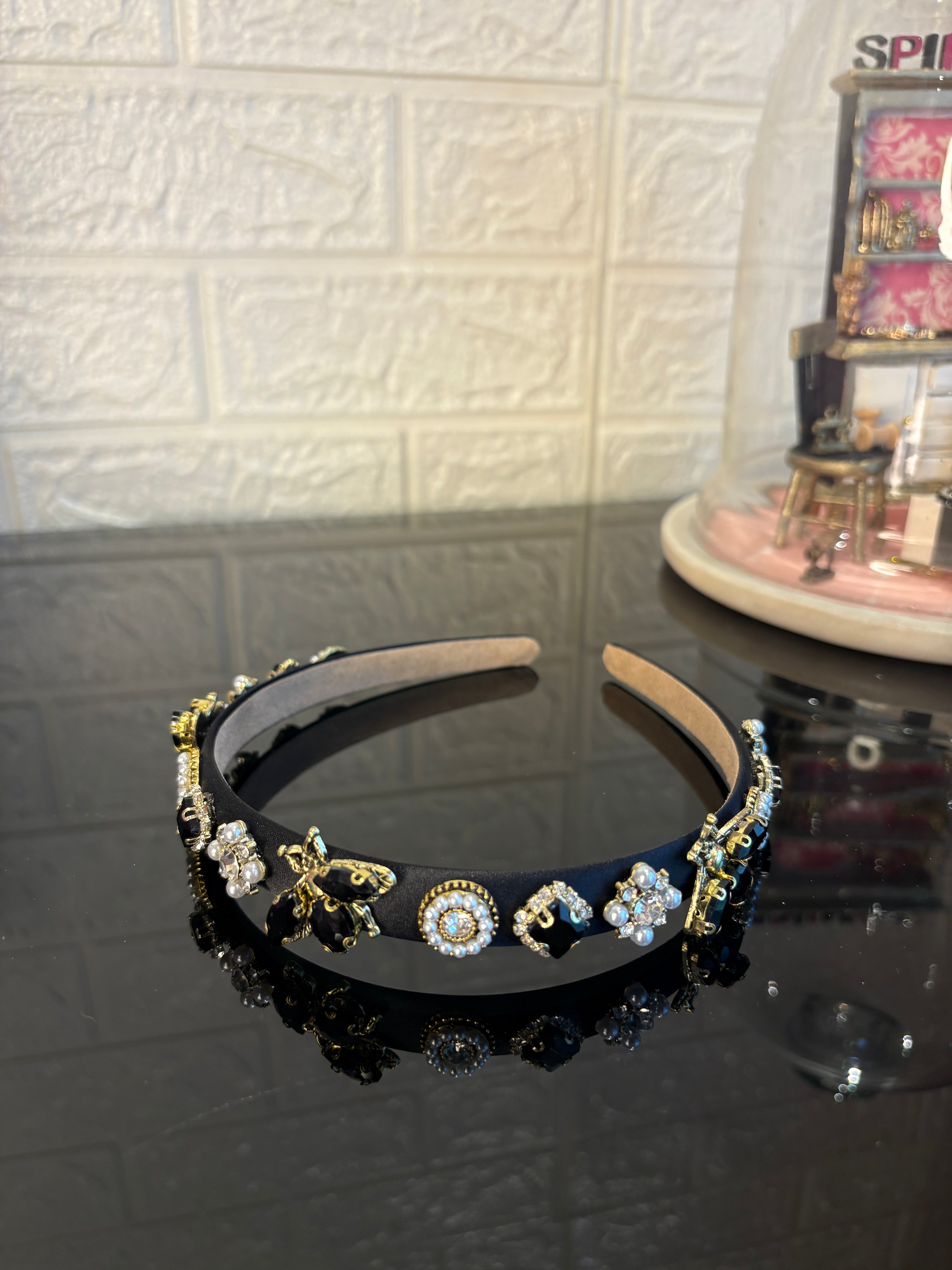 Black Jewel Charms Hairband