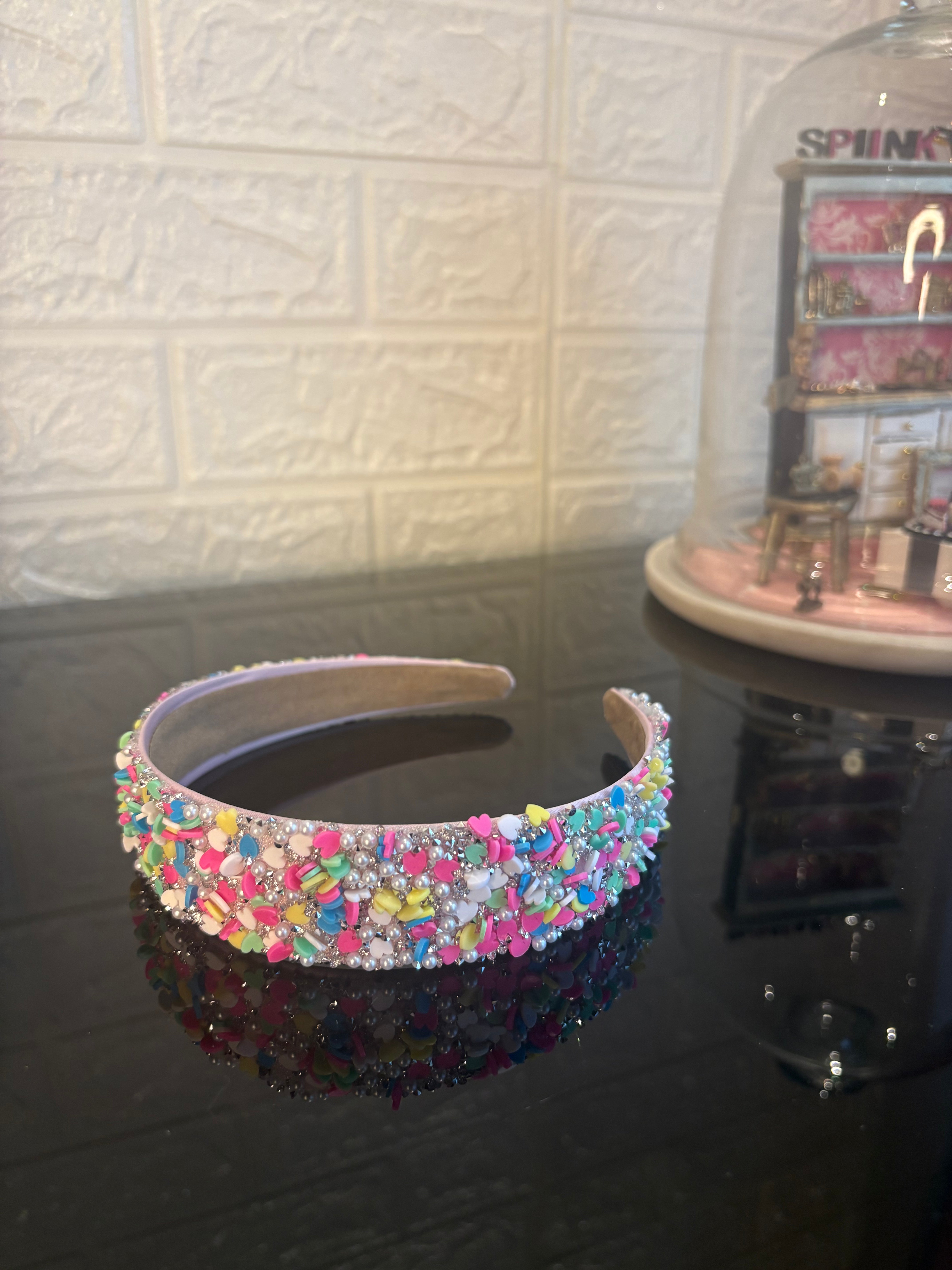 Pink Multicolored Heart Confetti Band