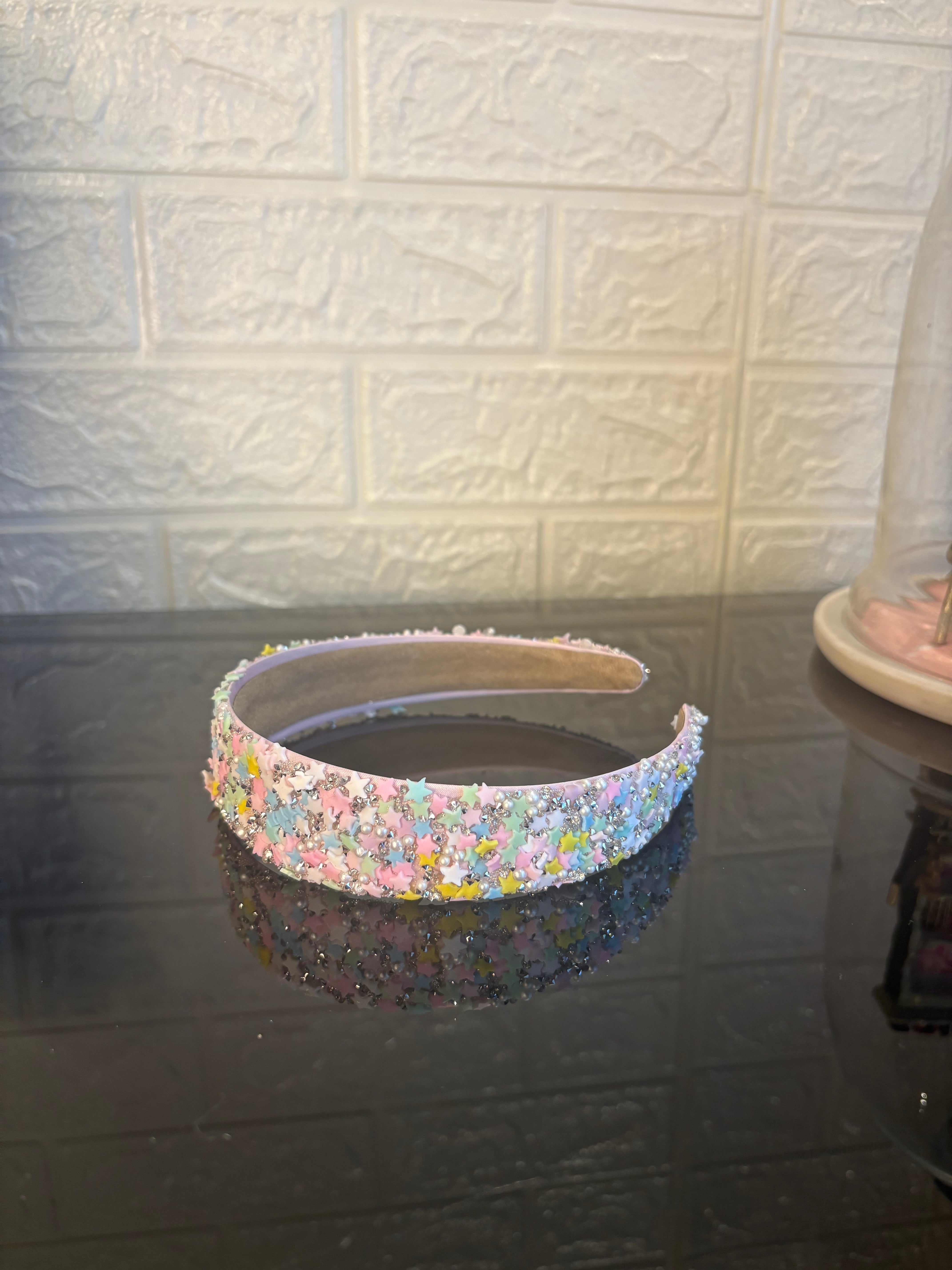 Sky Blue Multicolored Heart Confetti Band