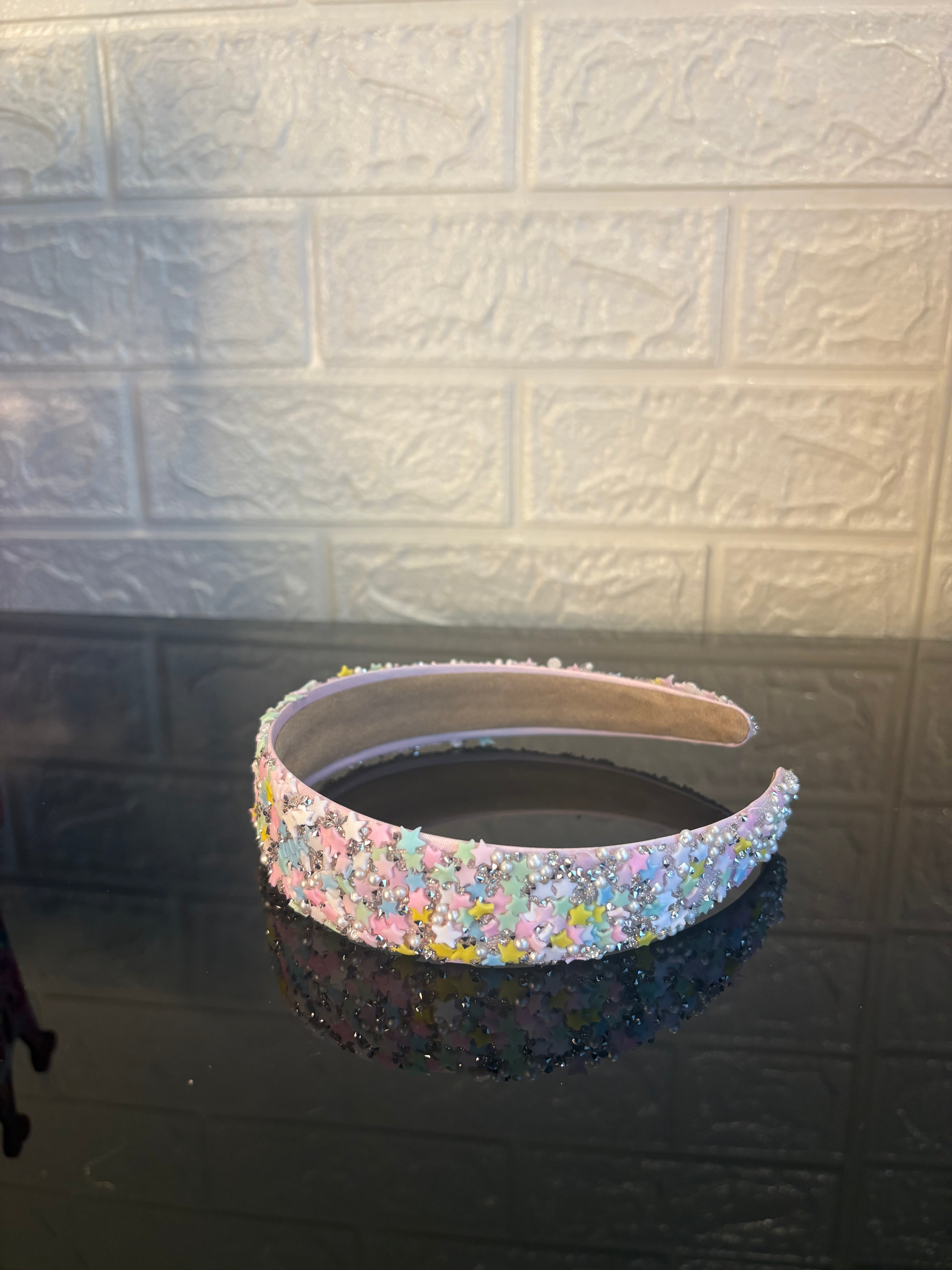 Silver Multicolored Heart Confetti Band