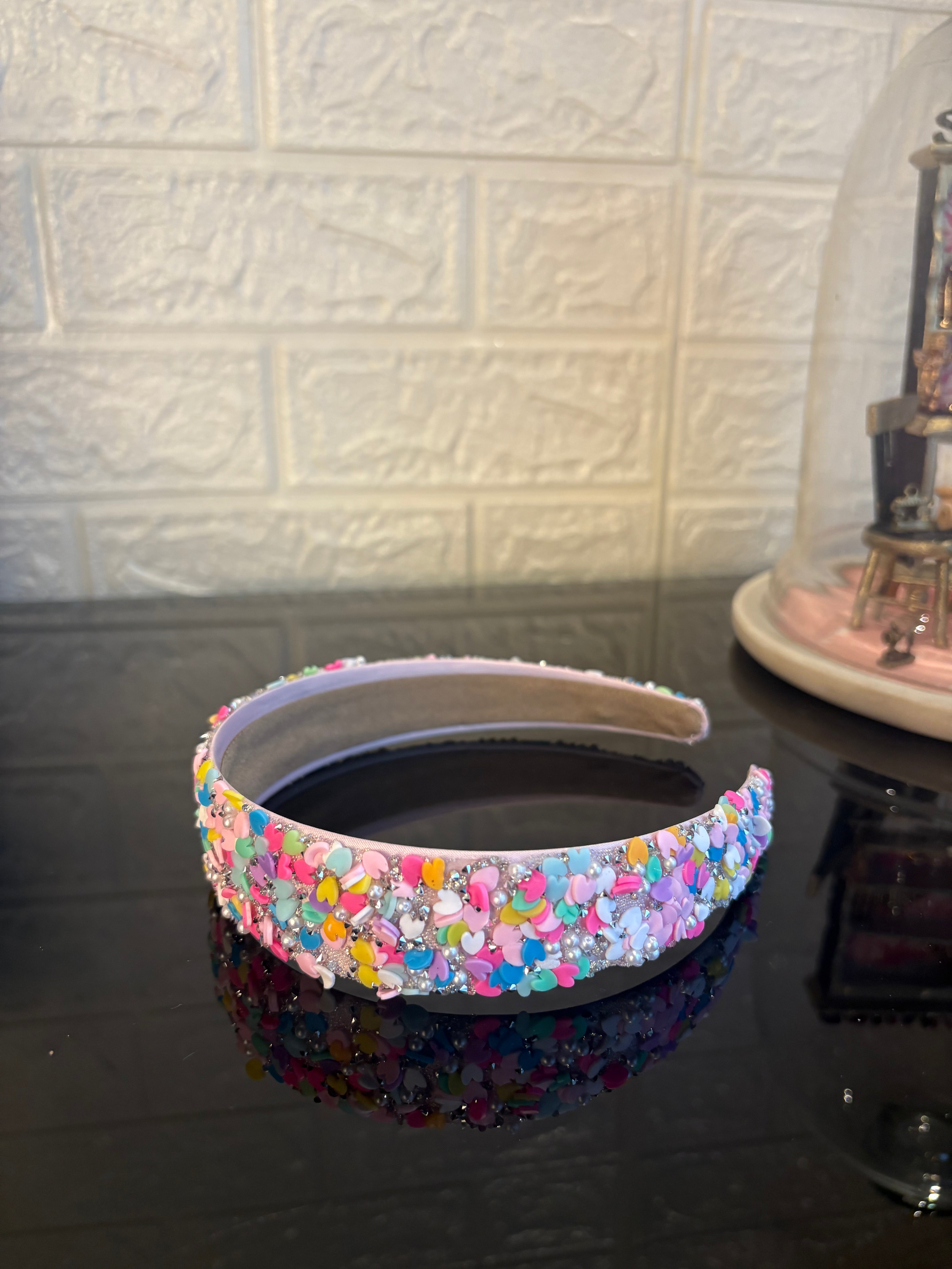 Yellow Multicolored Heart Confetti Band