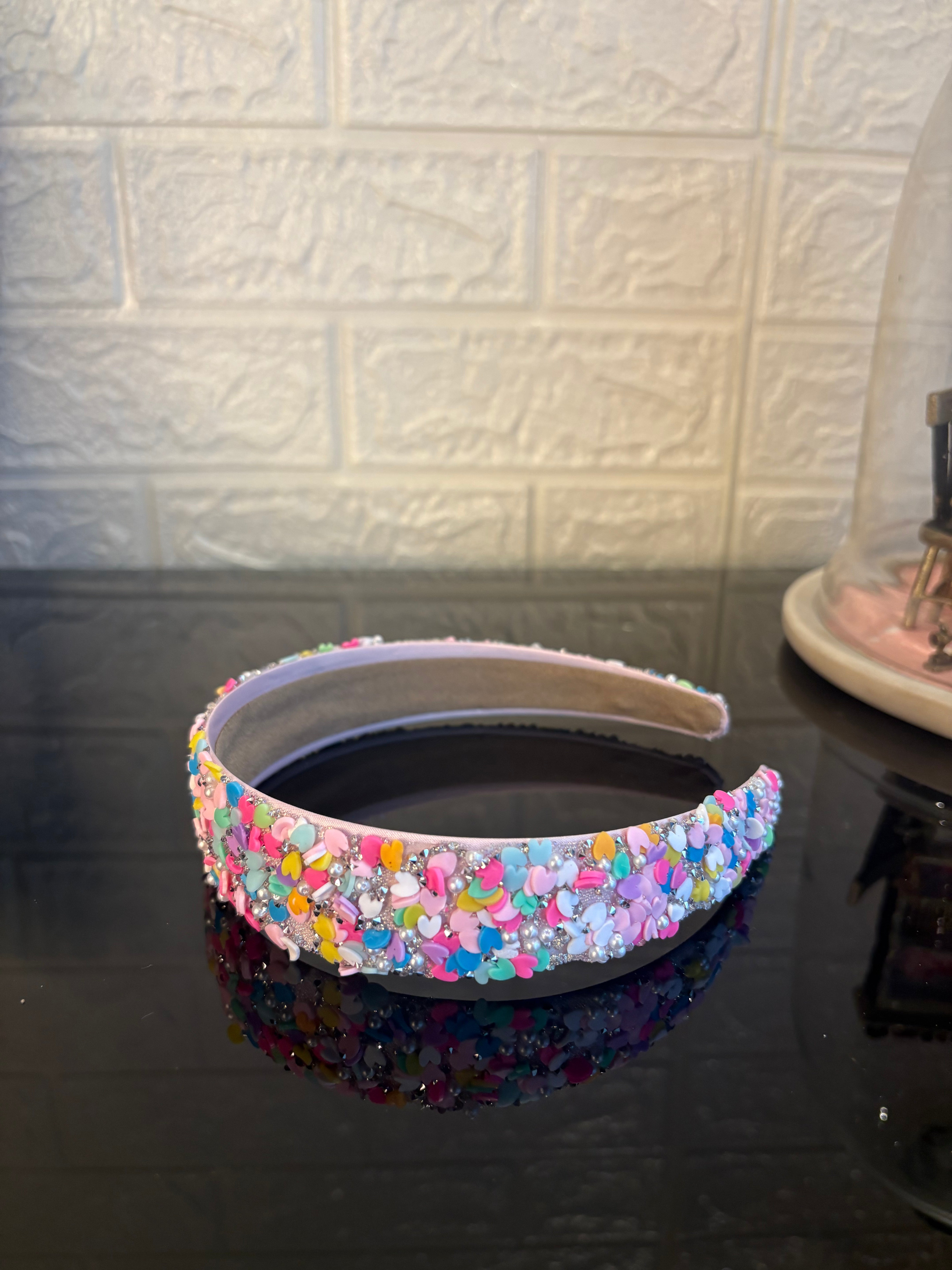 Yellow Multicolored Heart Confetti Band