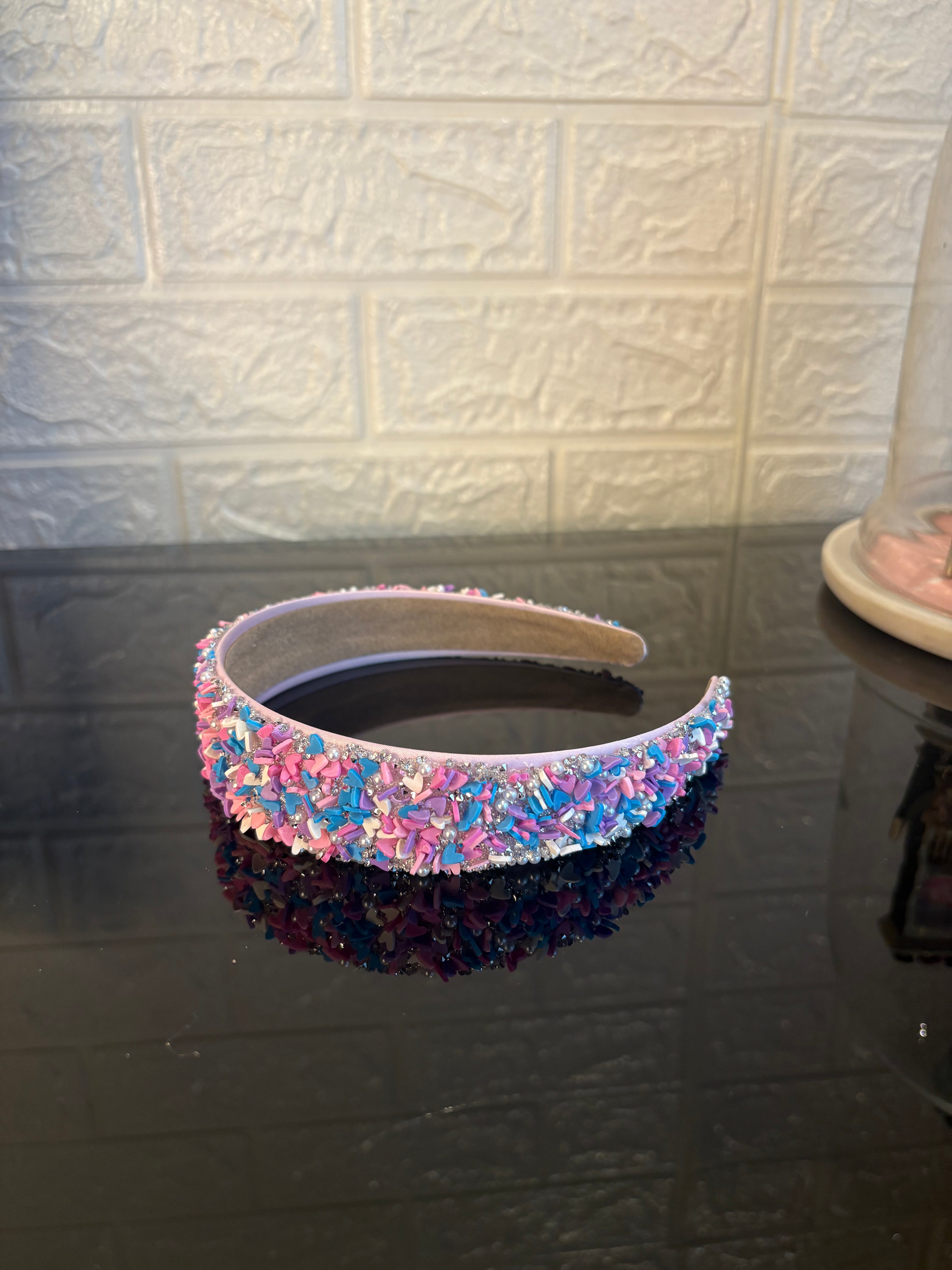 Purple Multicolored Heart Confetti Band