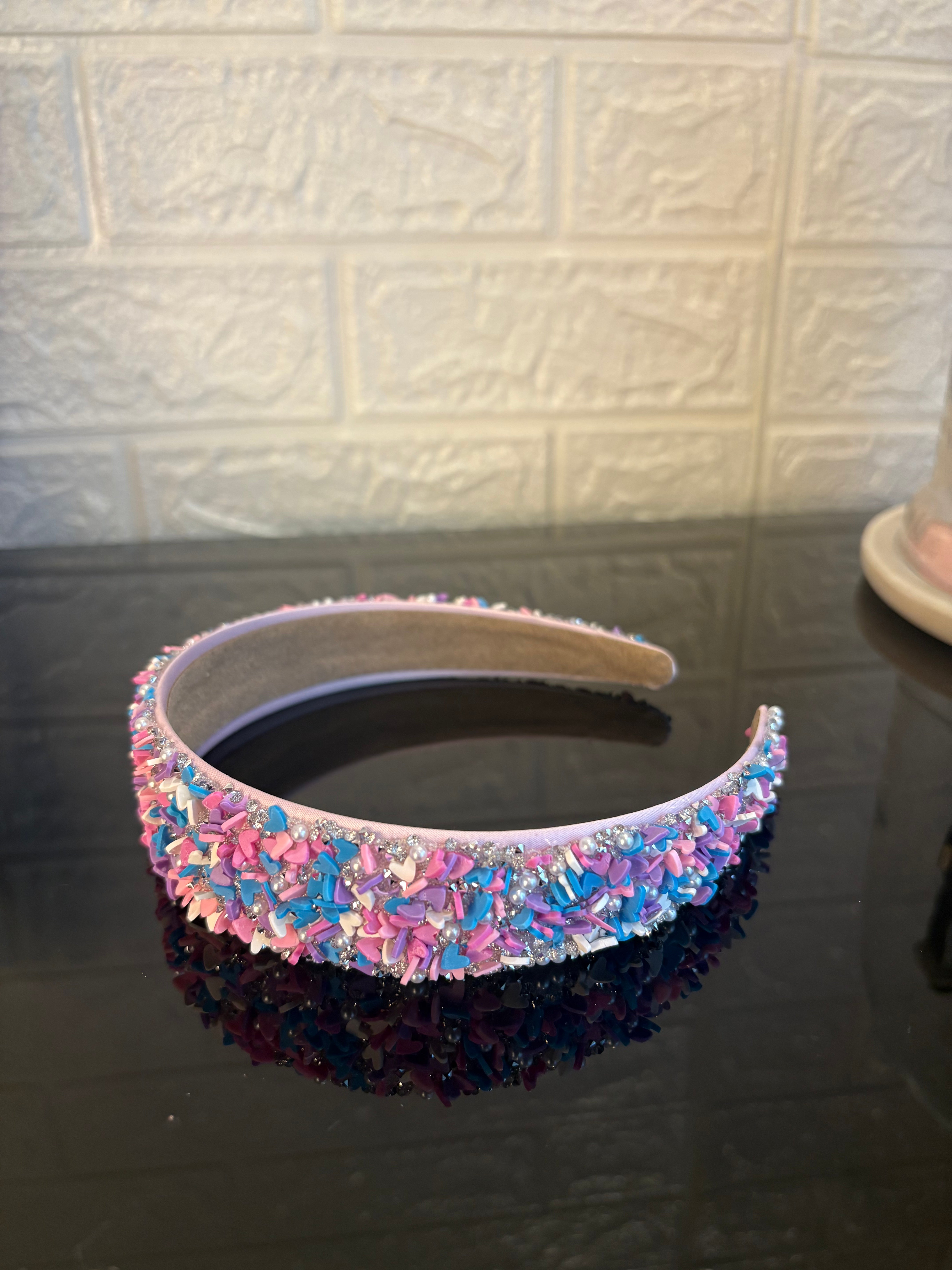 Purple Multicolored Heart Confetti Band