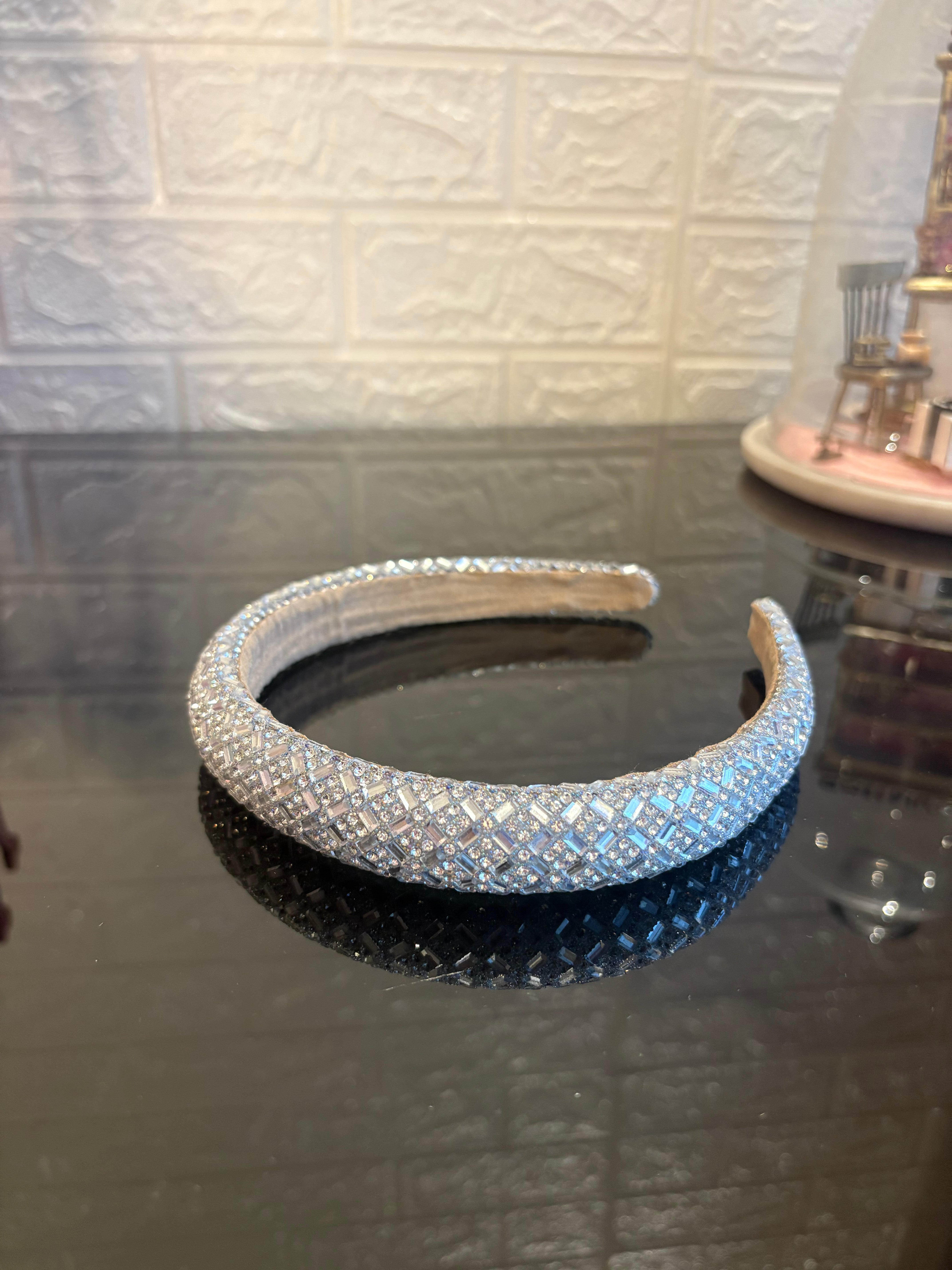 Light Grey Crystal Glam Headband