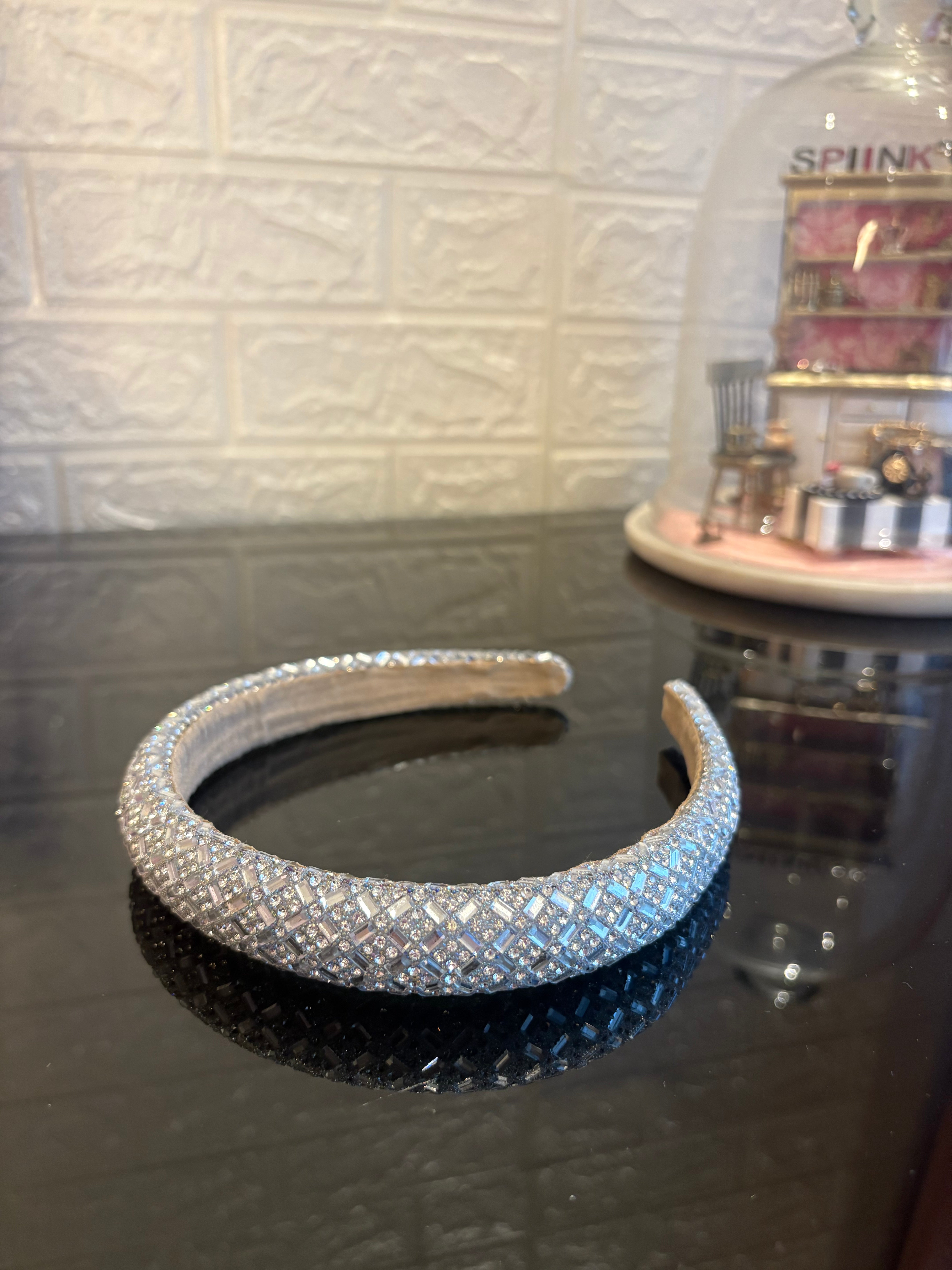 Light Grey Crystal Glam Headband