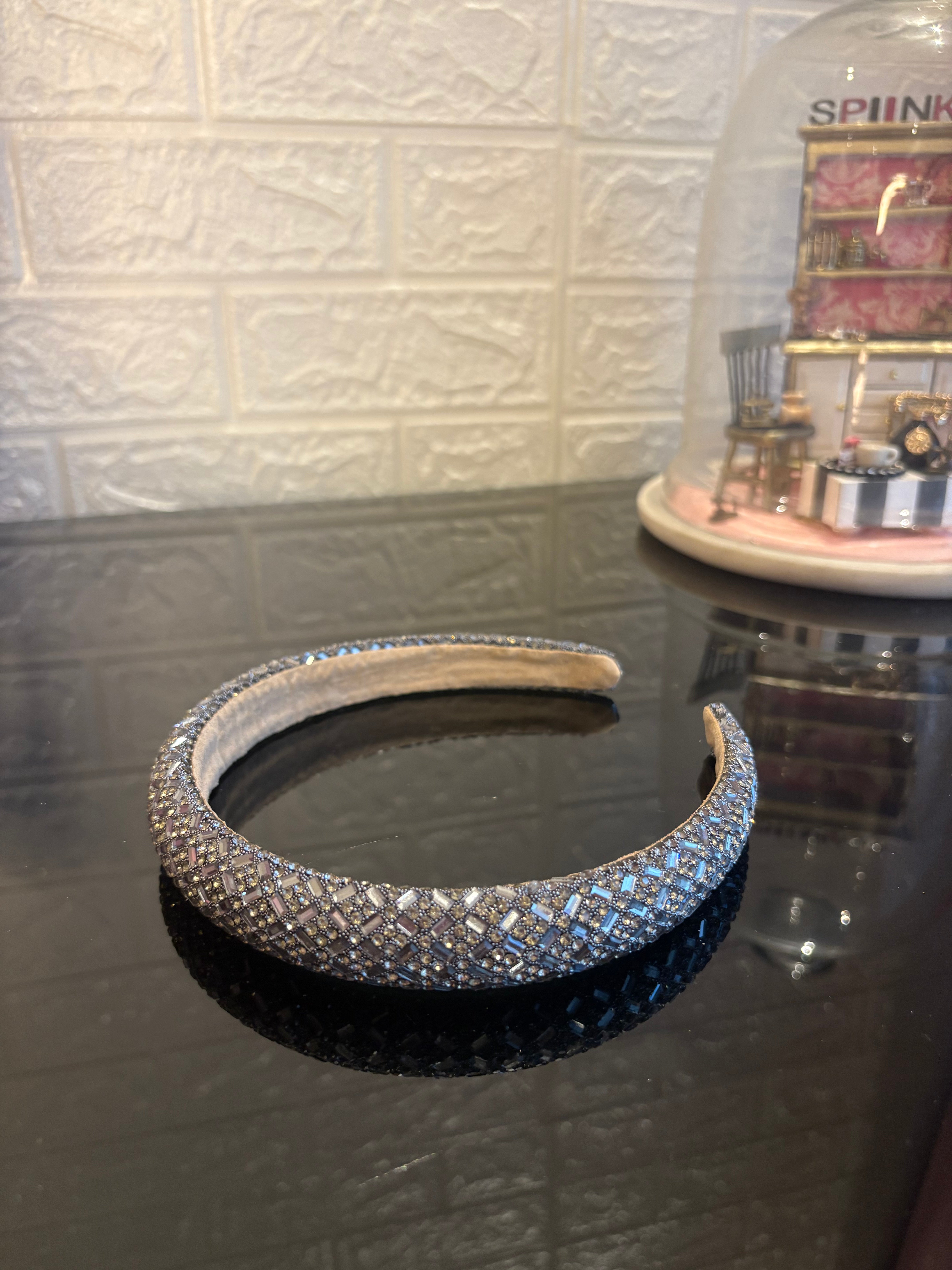 Dark Grey Crystal Glam Headband
