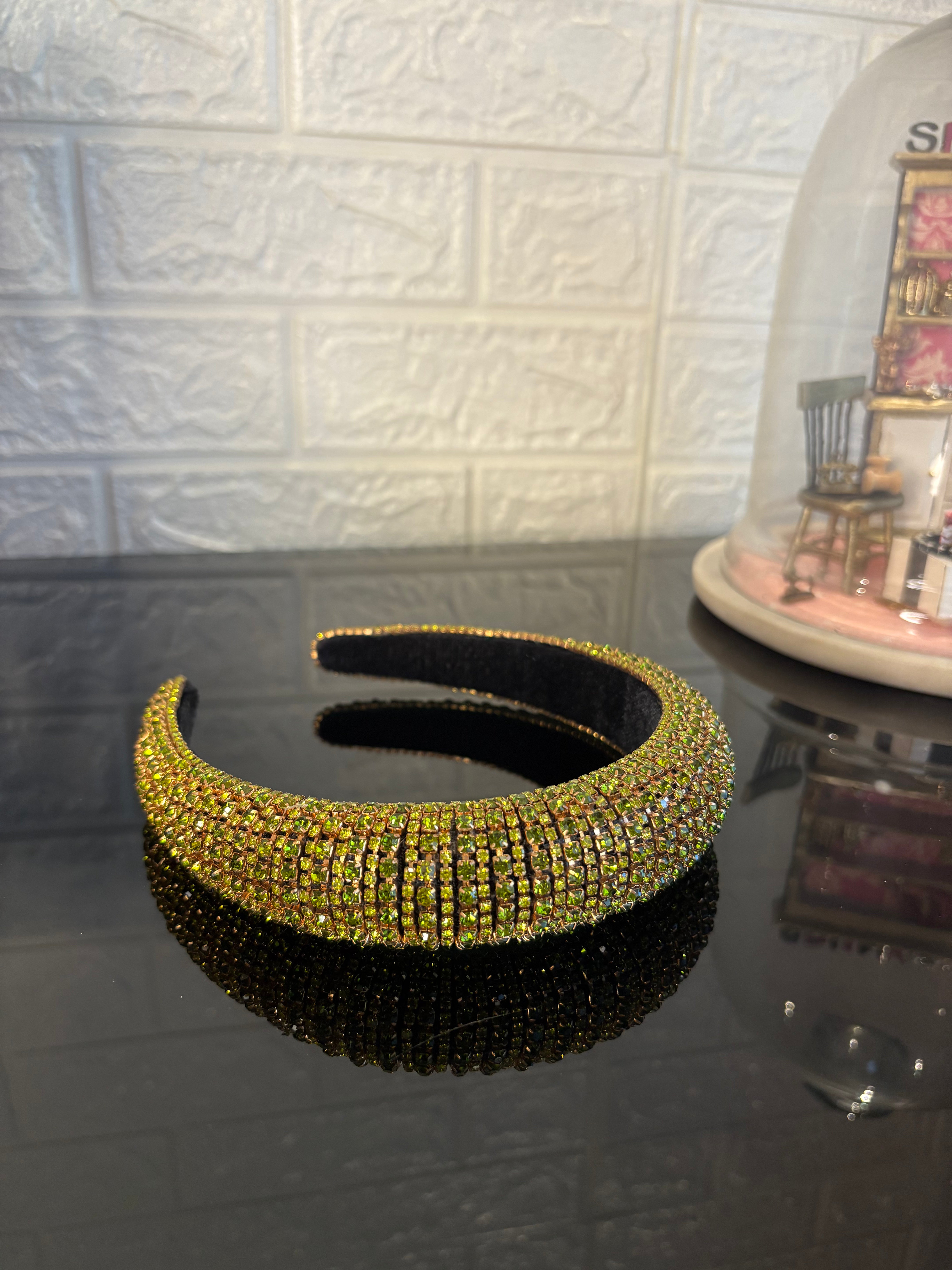 Green Rhinestone Rush Hairband