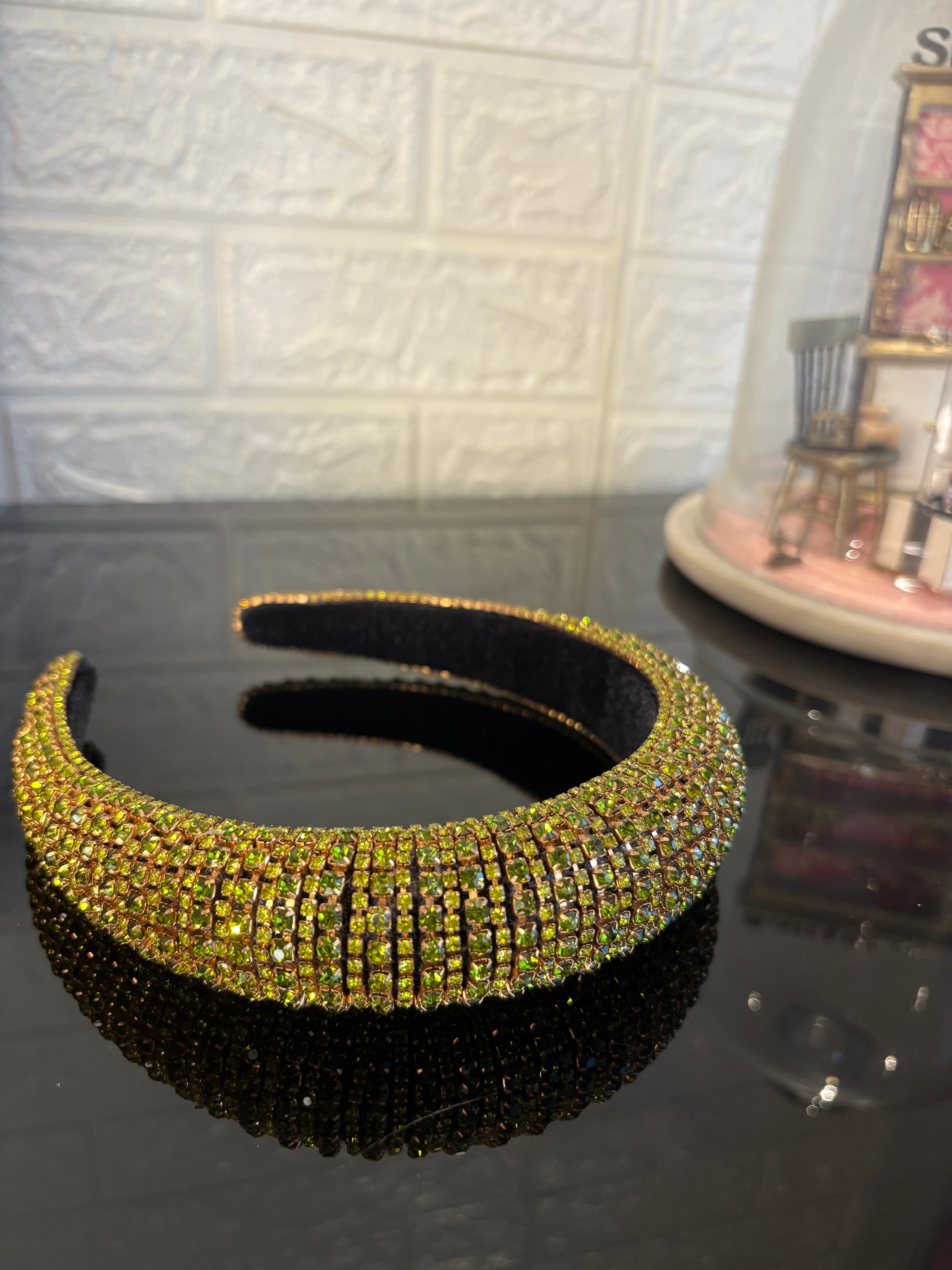 Green Rhinestone Rush Hairband