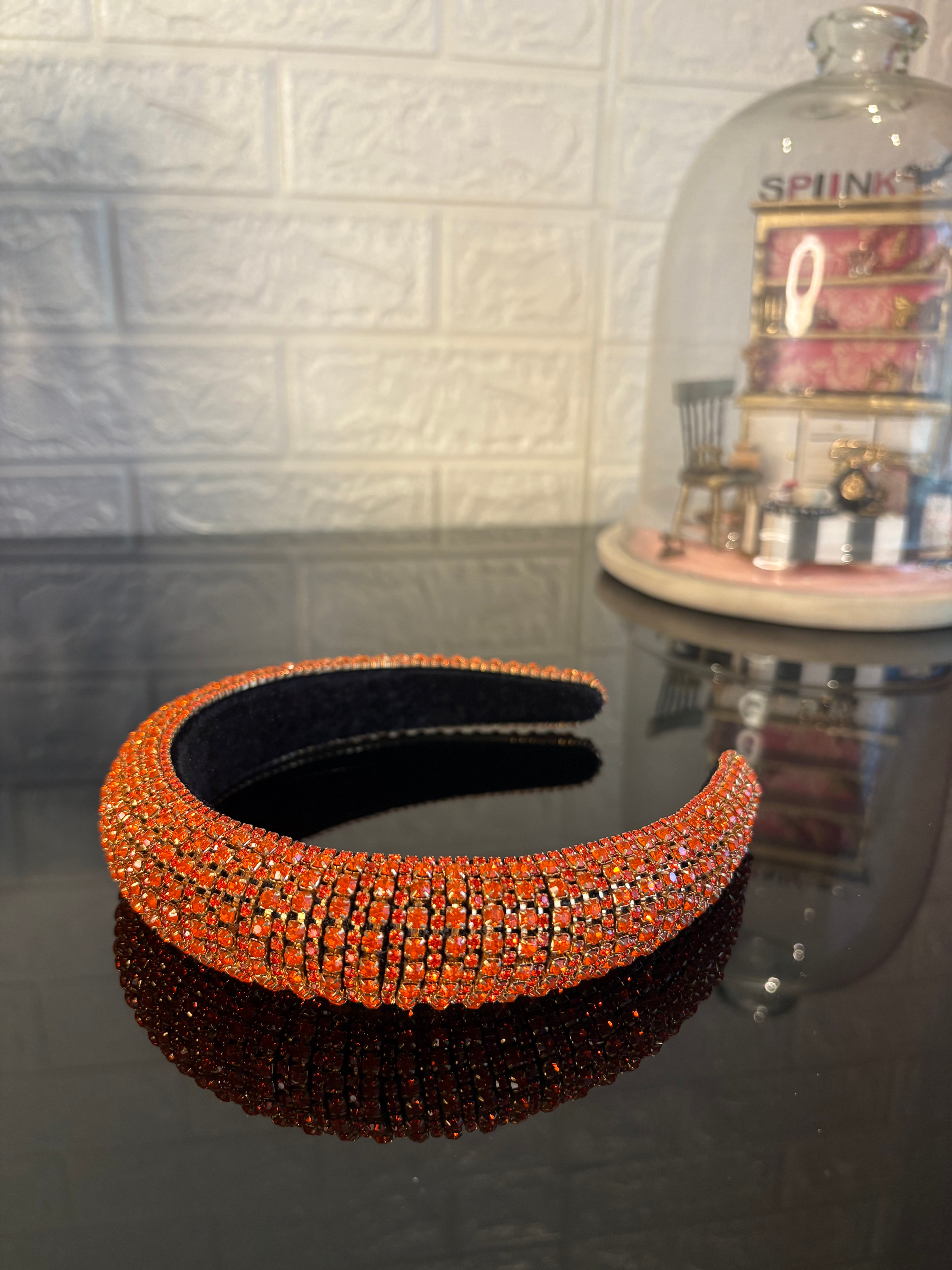 Orange Rhinestone Rush Hairband