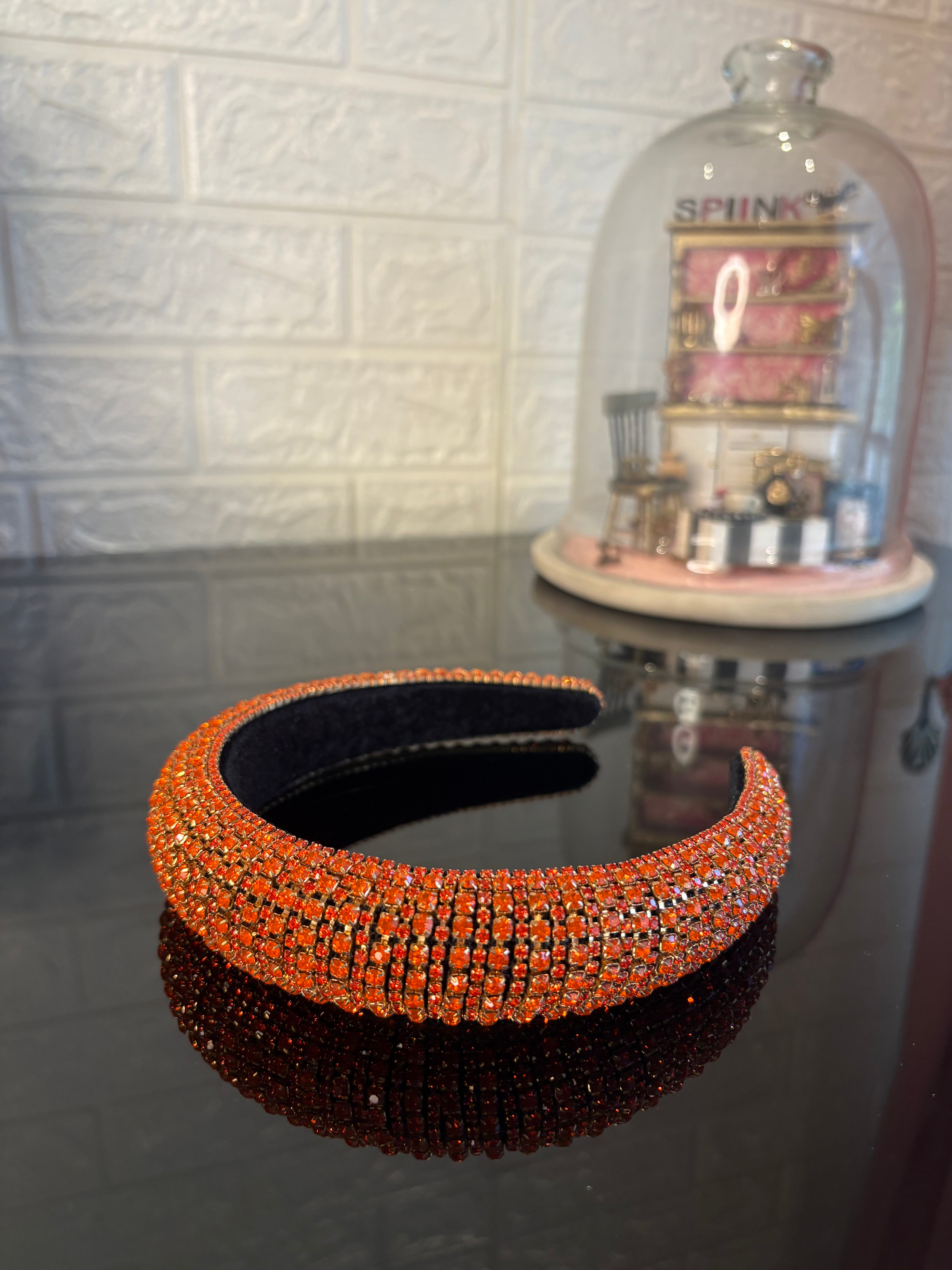 Orange Rhinestone Rush Hairband