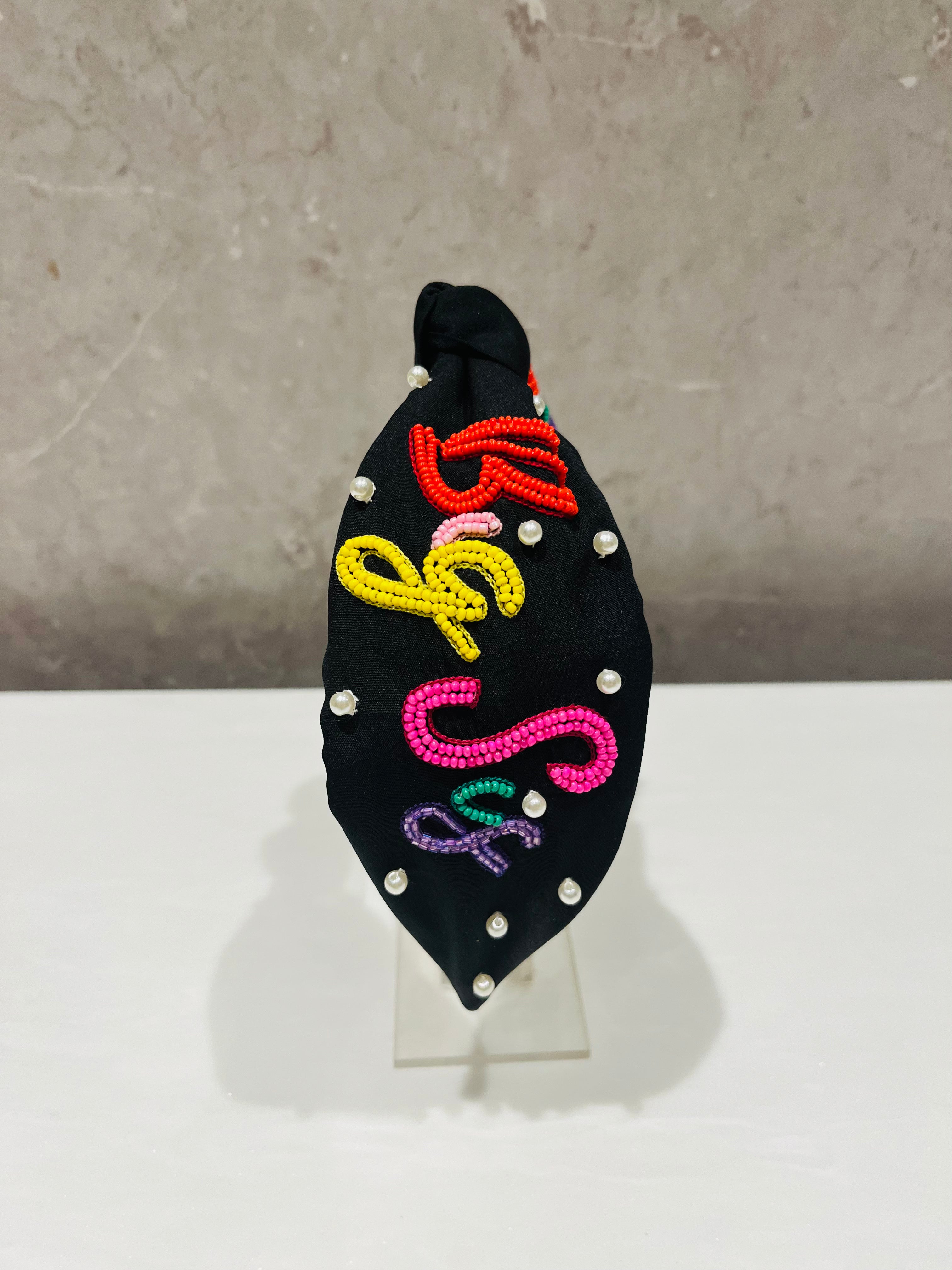 Hearts Black Big Sis Turban Hairband