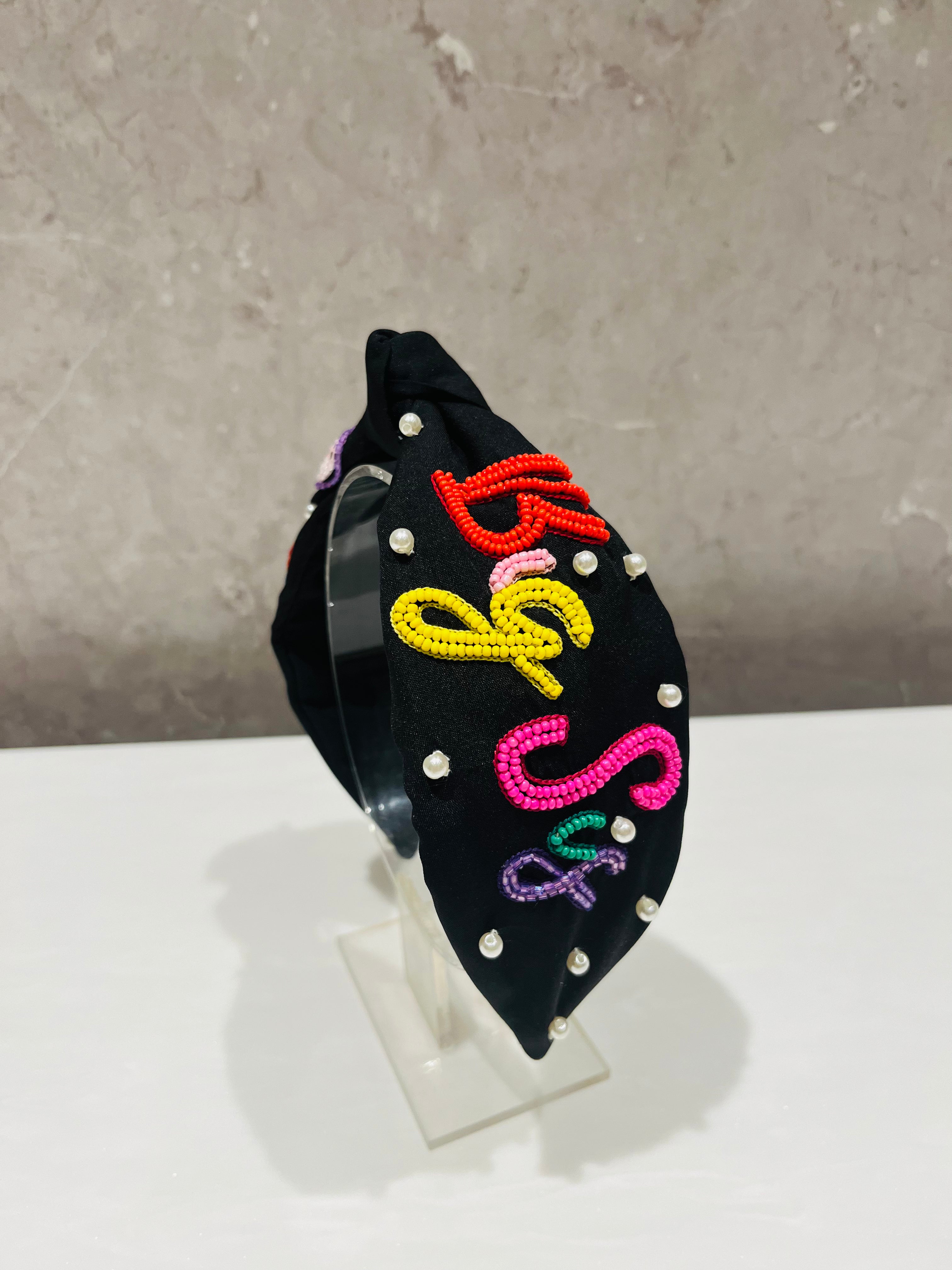 Hearts Black Big Sis Turban Hairband