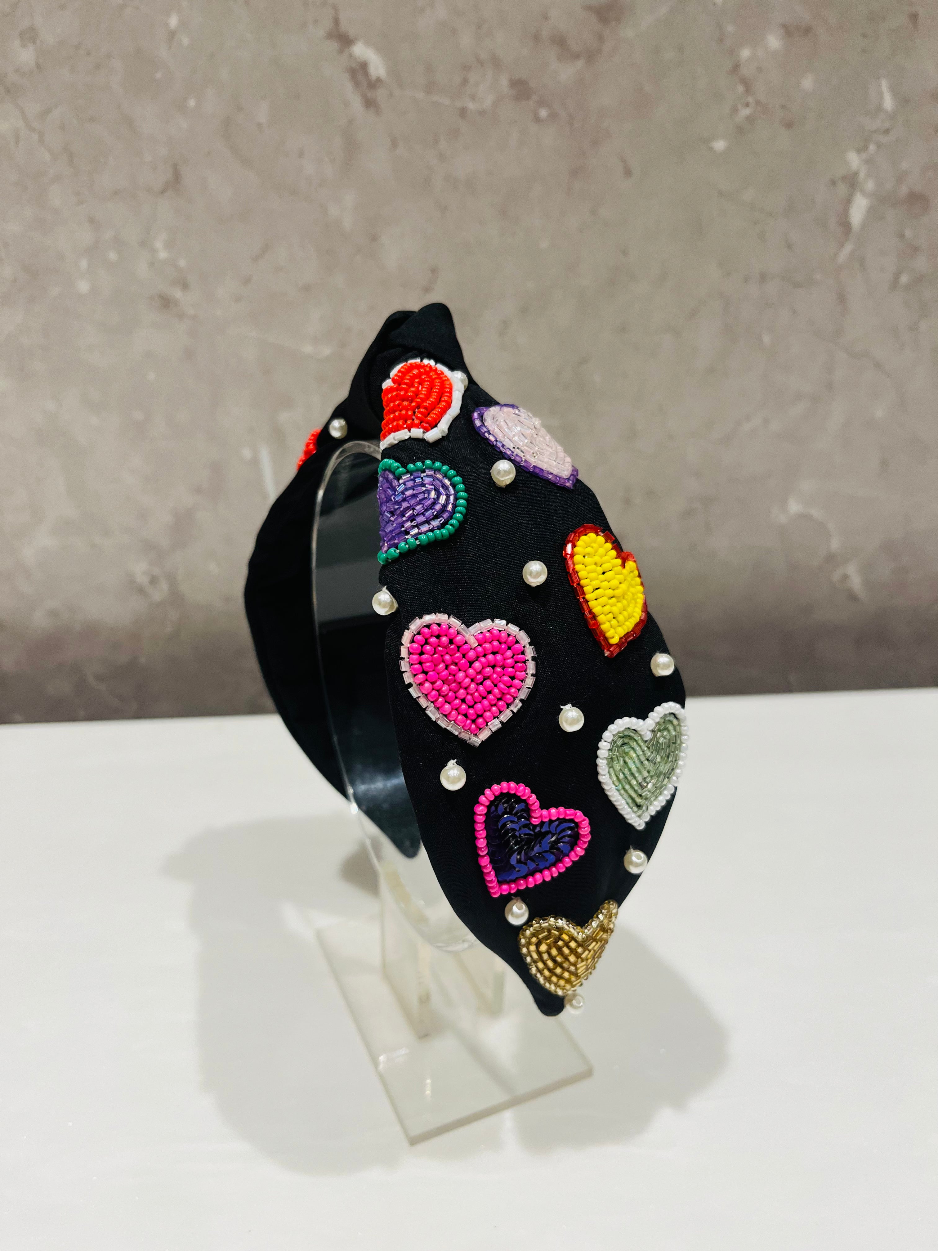 Hearts Black Big Sis Turban Hairband
