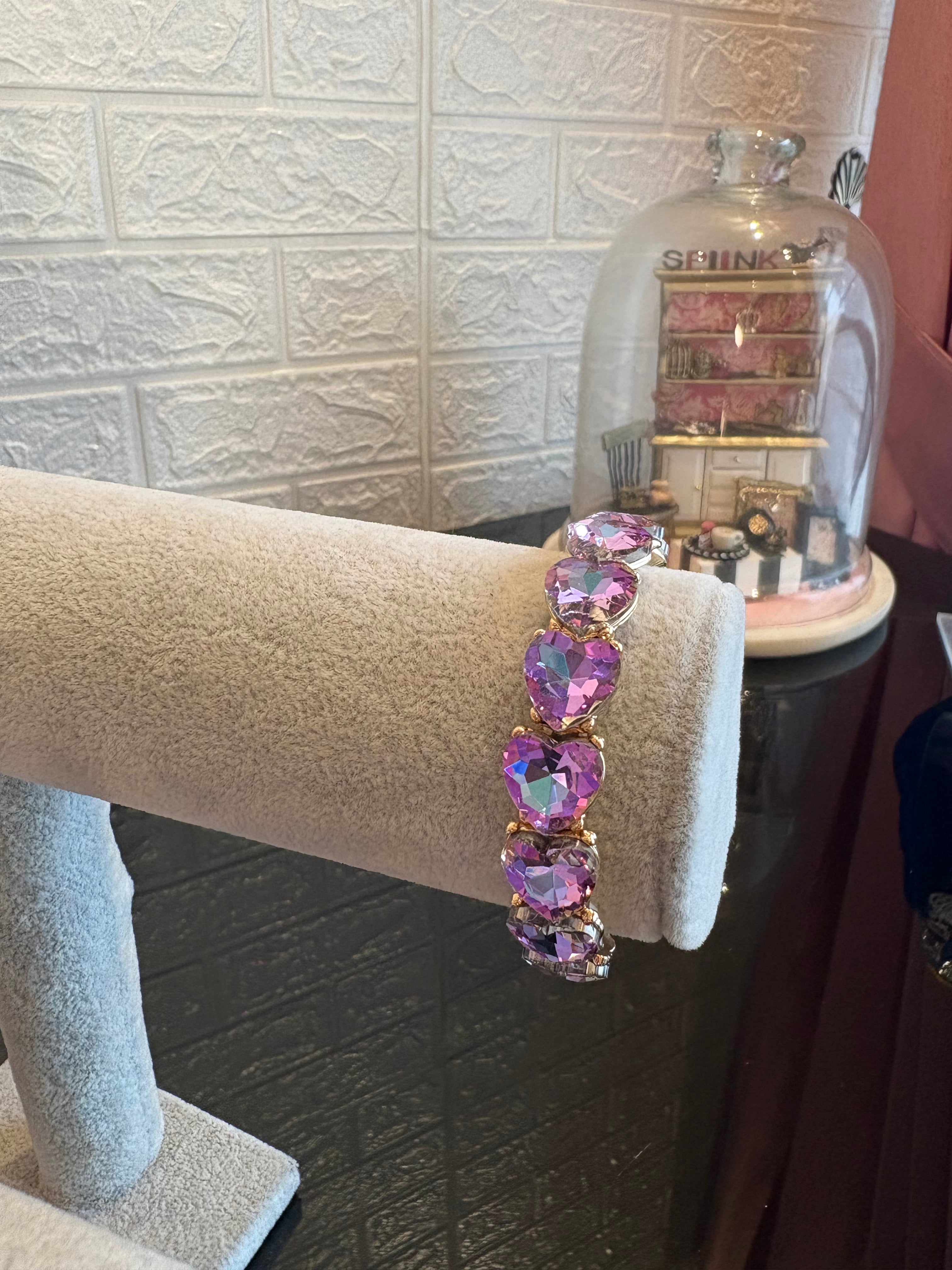 Purple Heart Crystal Bracelet