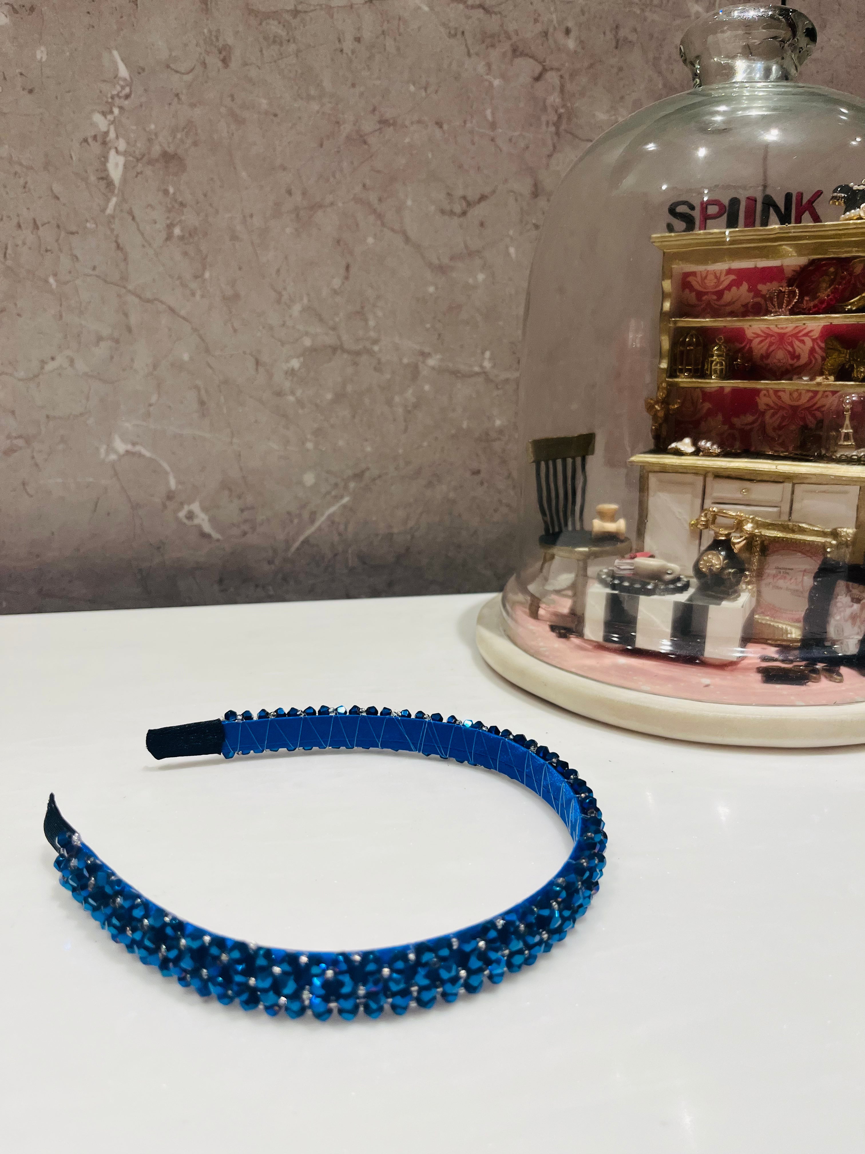 Cobalt Blue Beaded Hairband