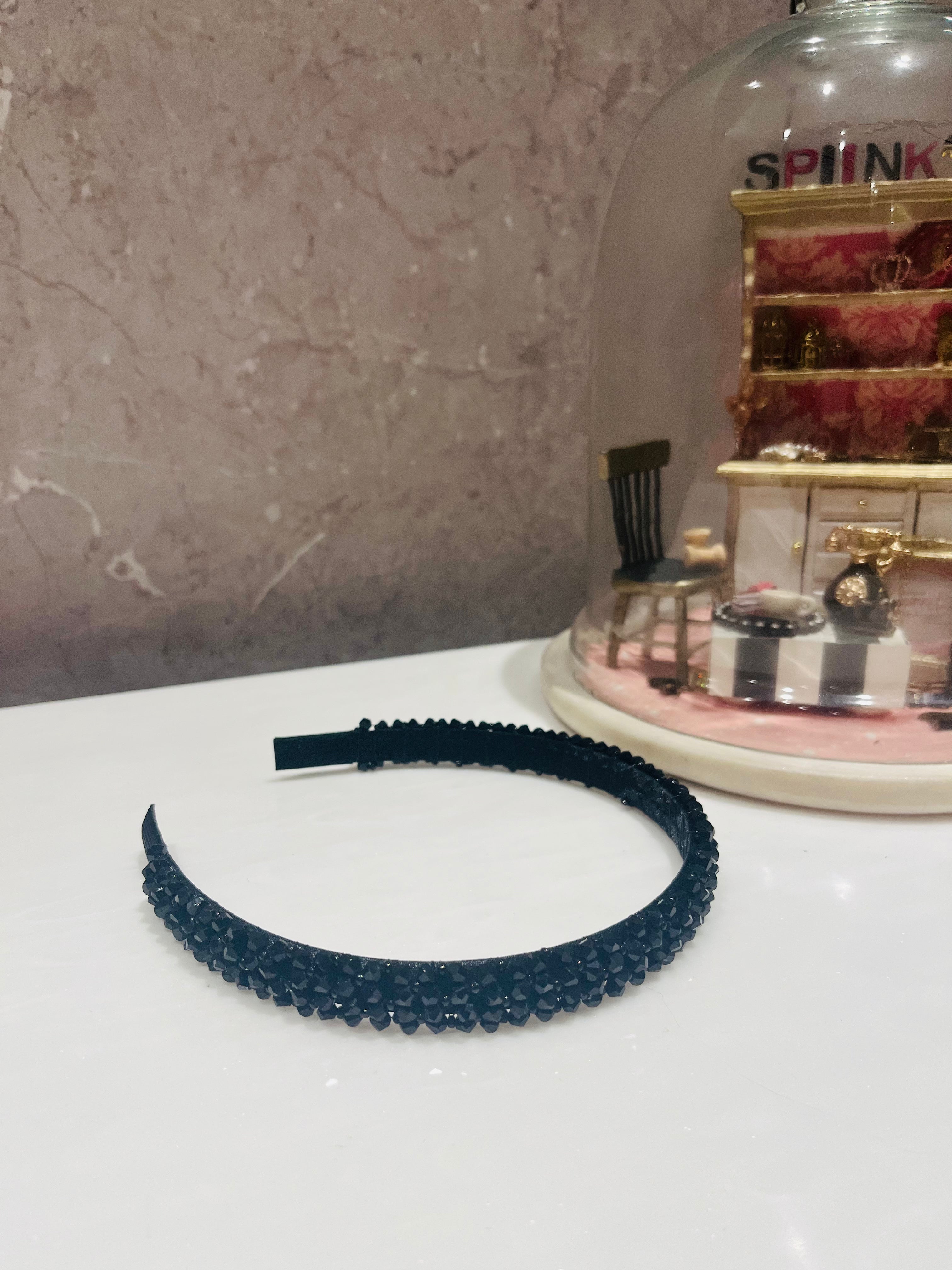 Black Beaded Hairband