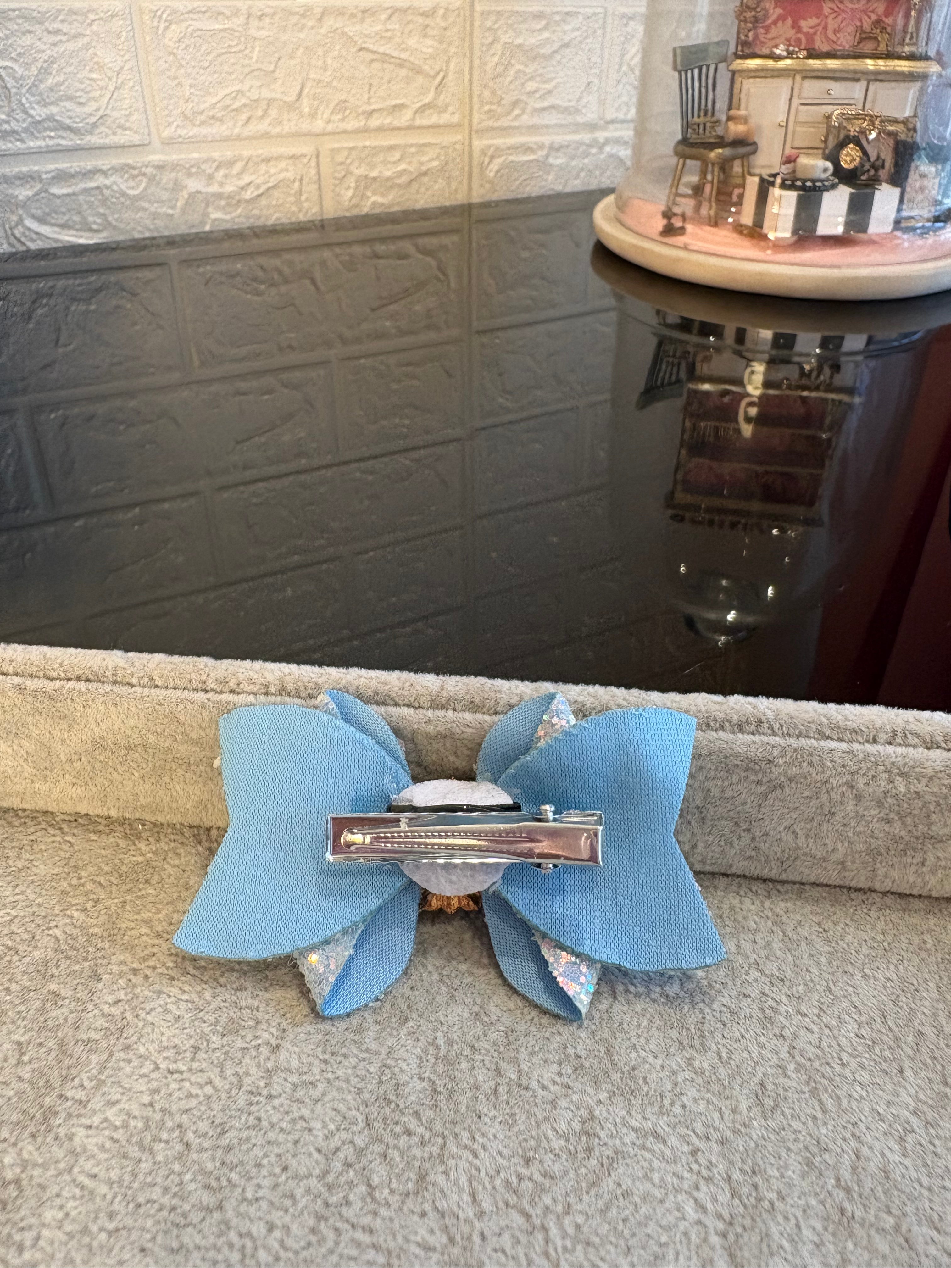 Sky Blue Glitter Gem Hair Bow