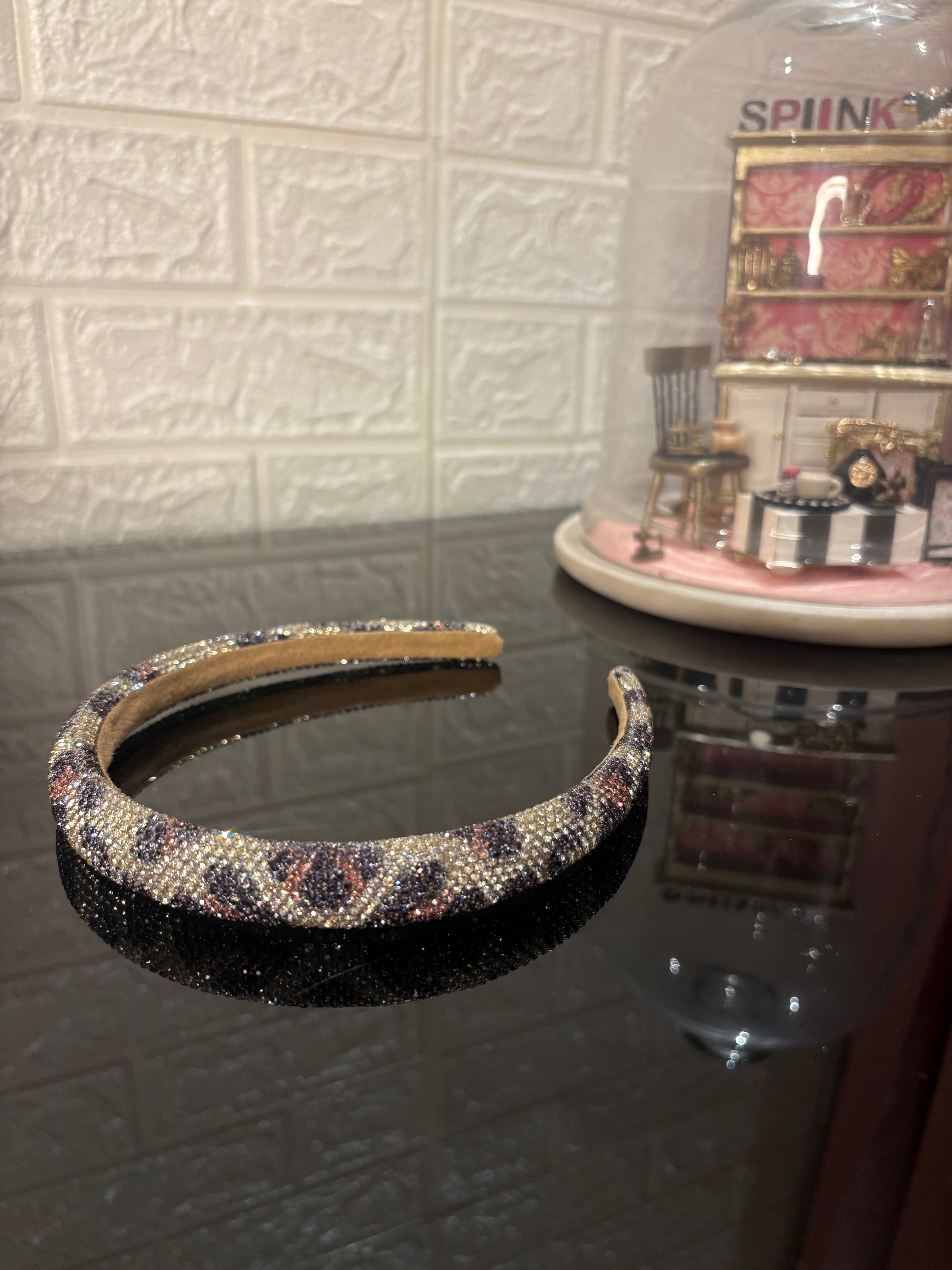 Coffee Rhinestone Studded Hairband