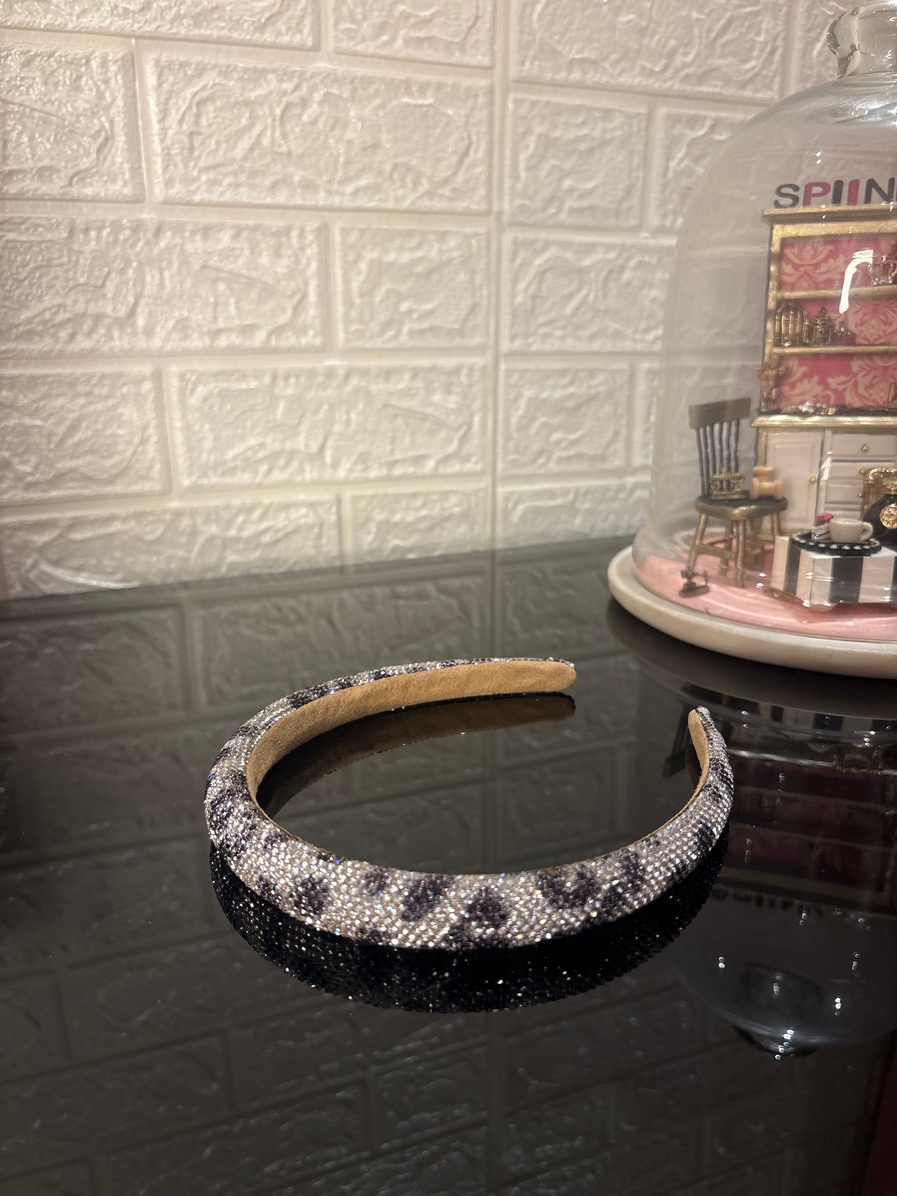 Black And White Rhinestone Studded Hairband