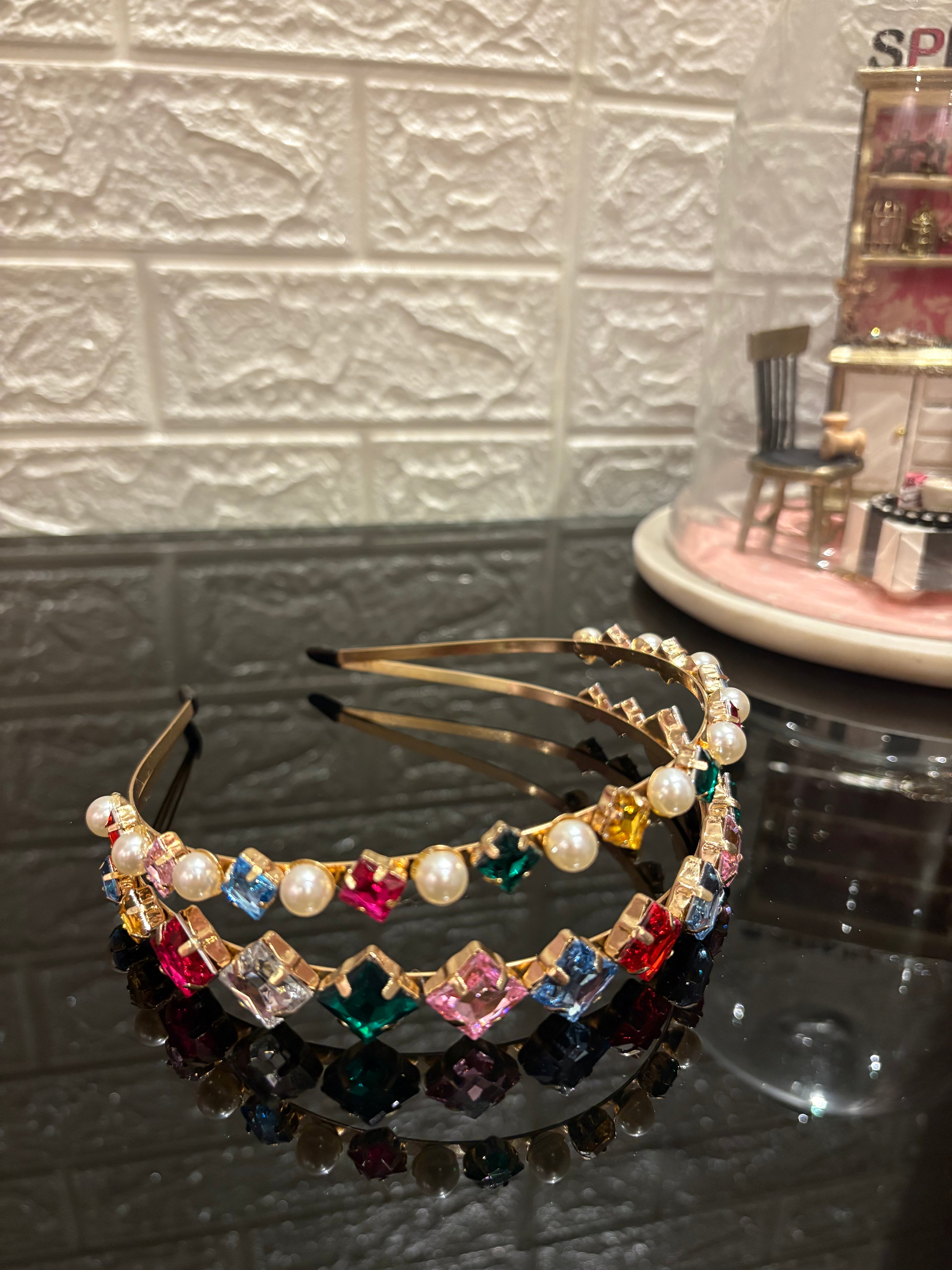 Prism Pearl Crown Multicolor Hairband