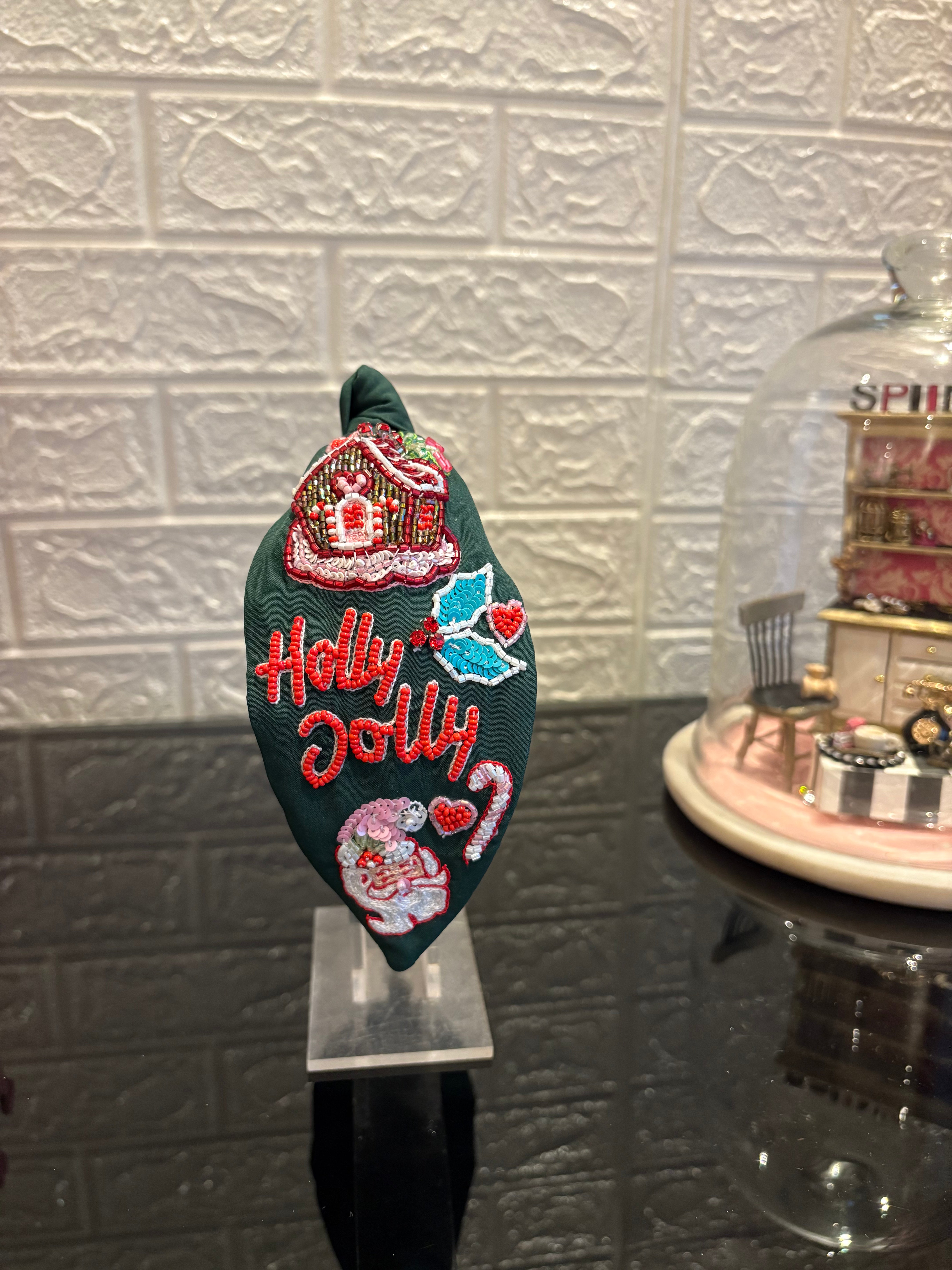 Holly Jolly Green Turban Hairband