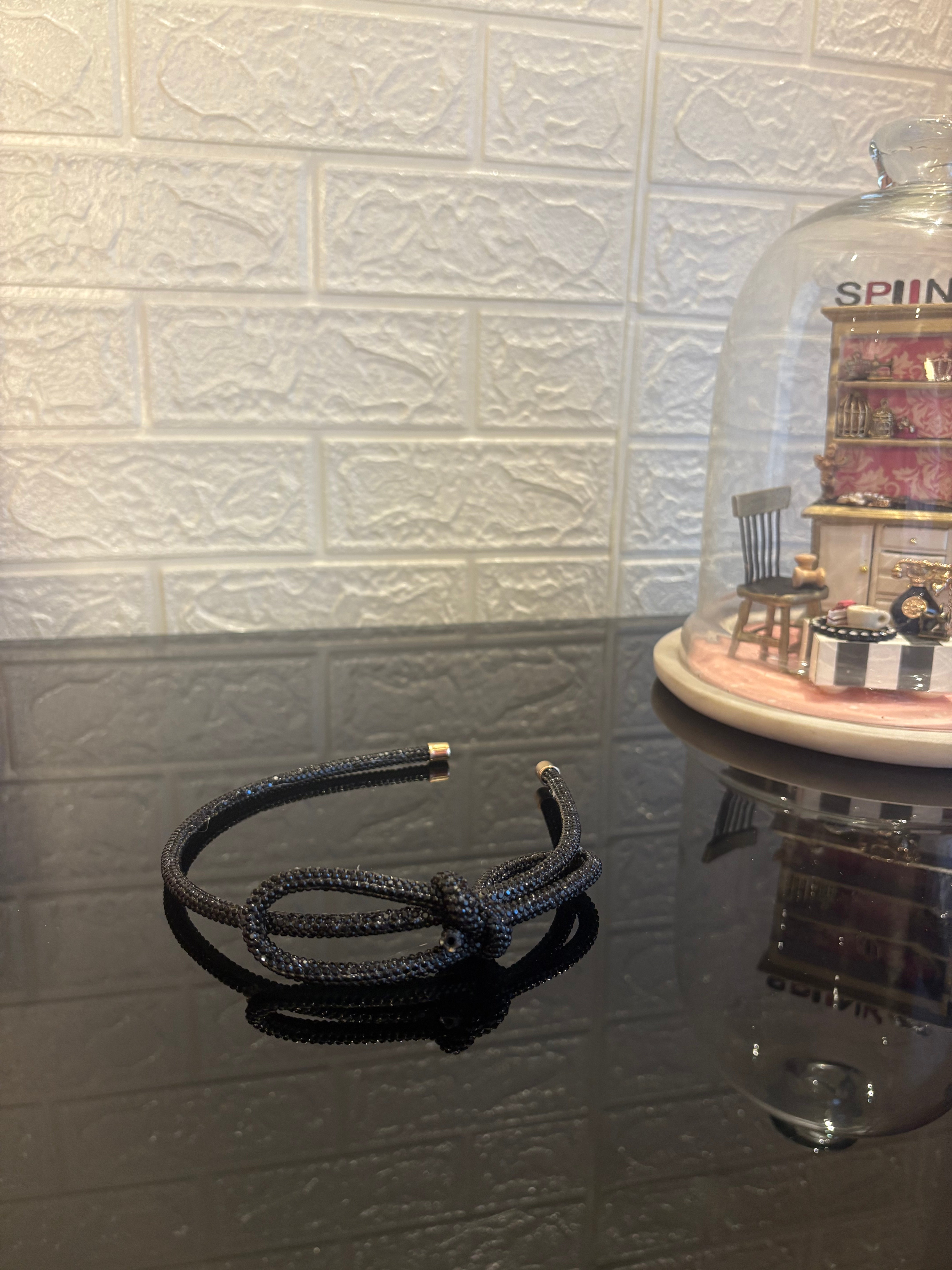 Black Crystal Knot Hairband
