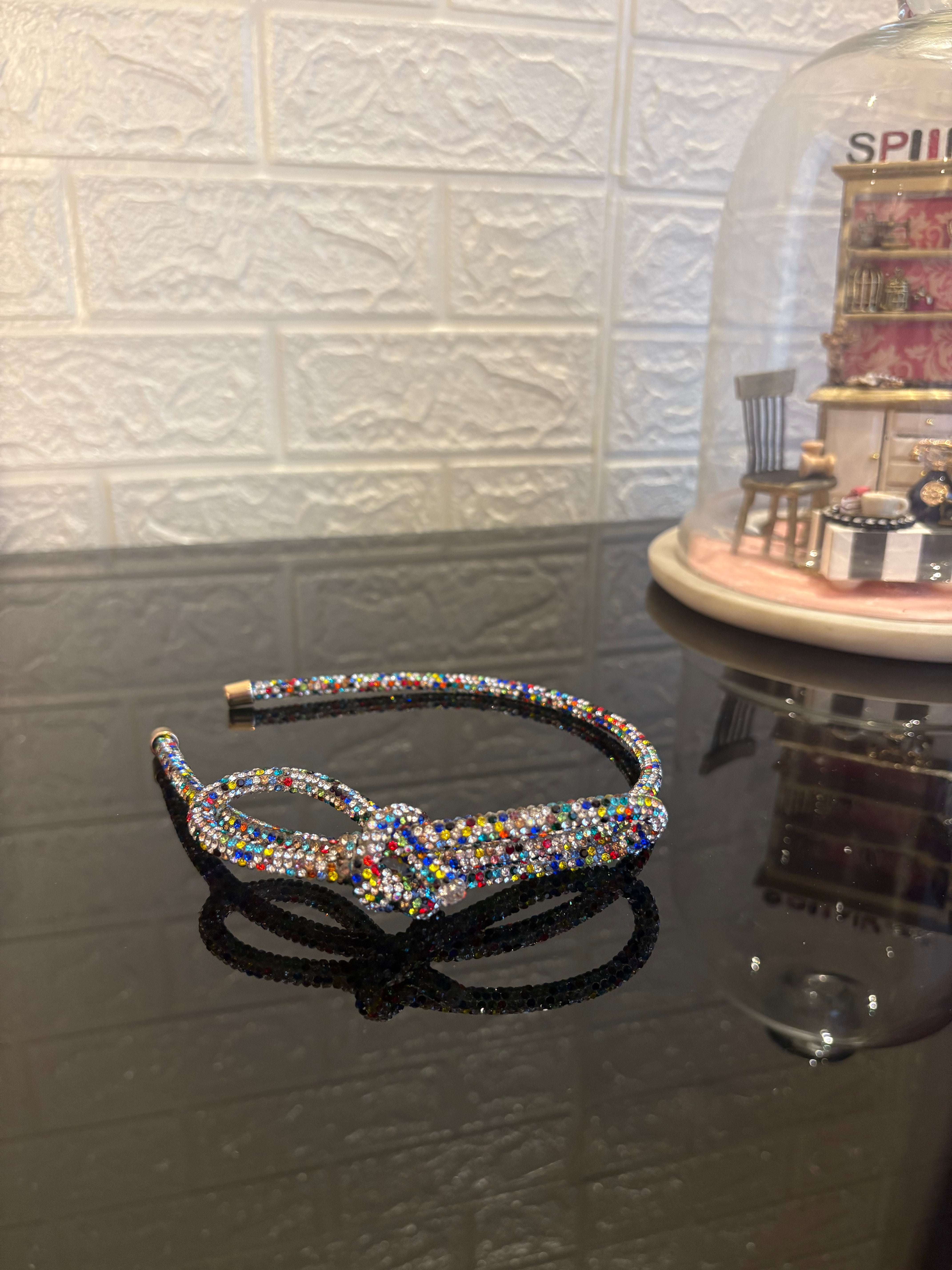 Multicolor Crystal Knot Hairband