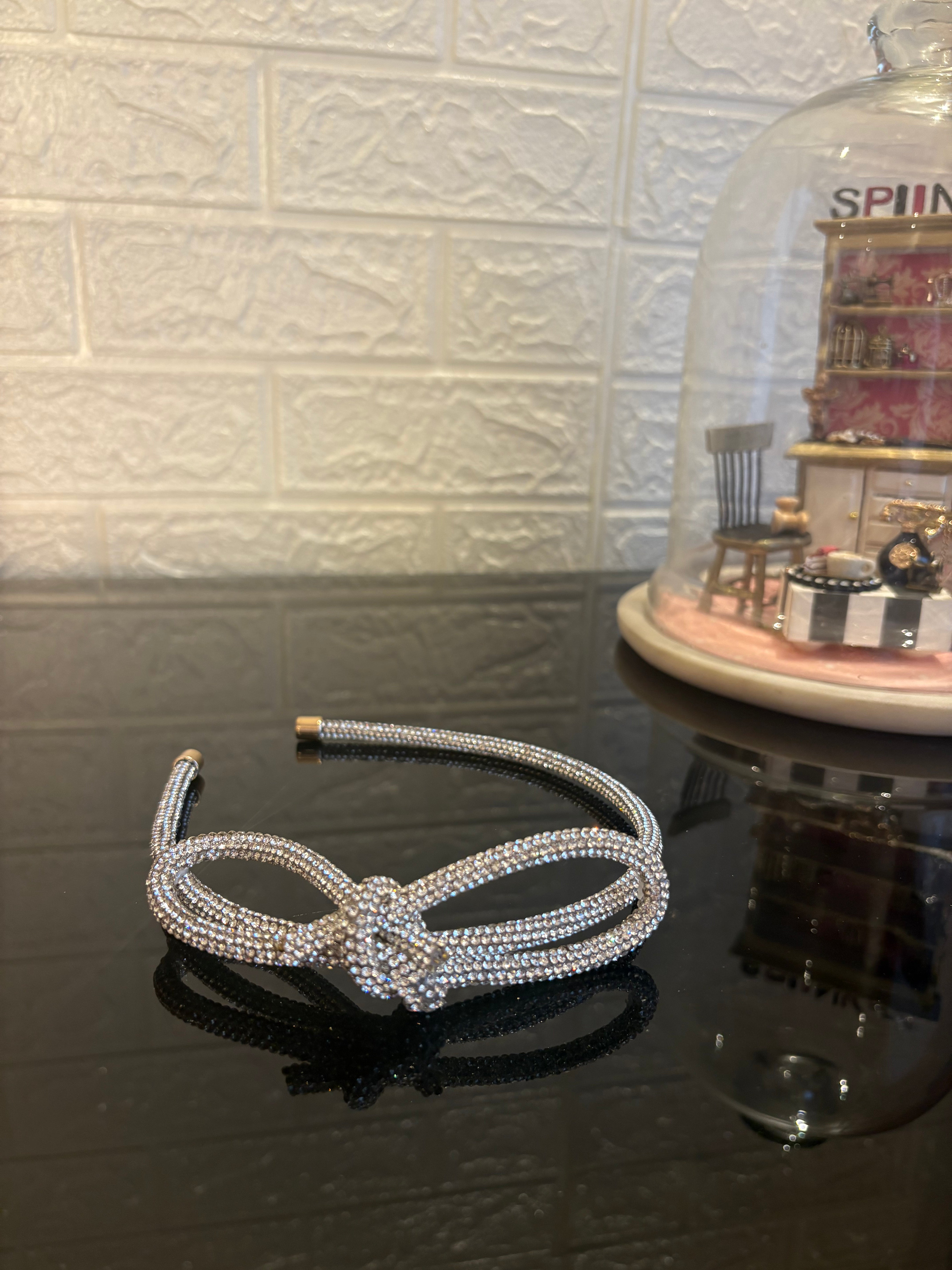 Silver Crystal Knot Hairband