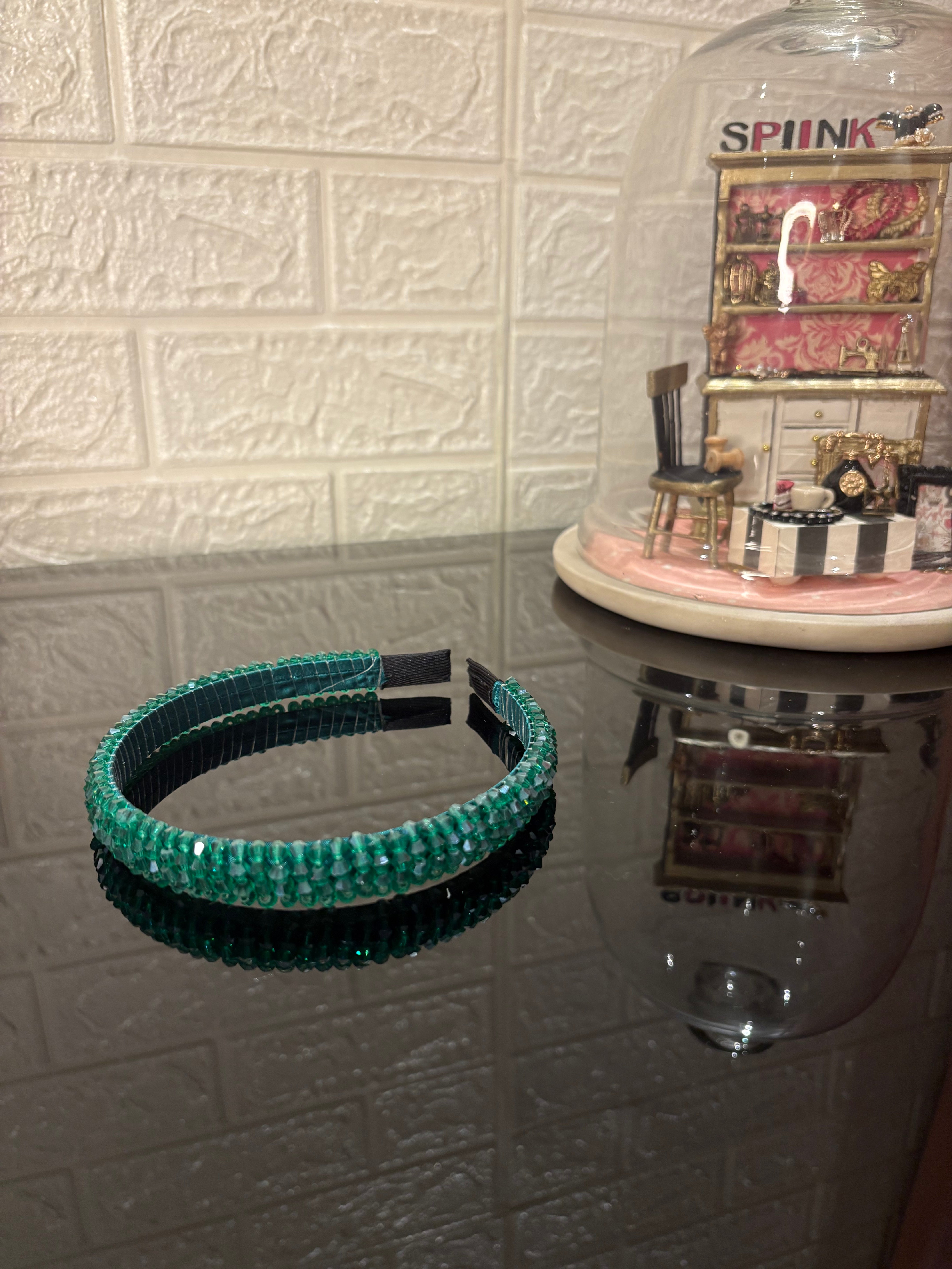 Dark Green Beaded Hairband