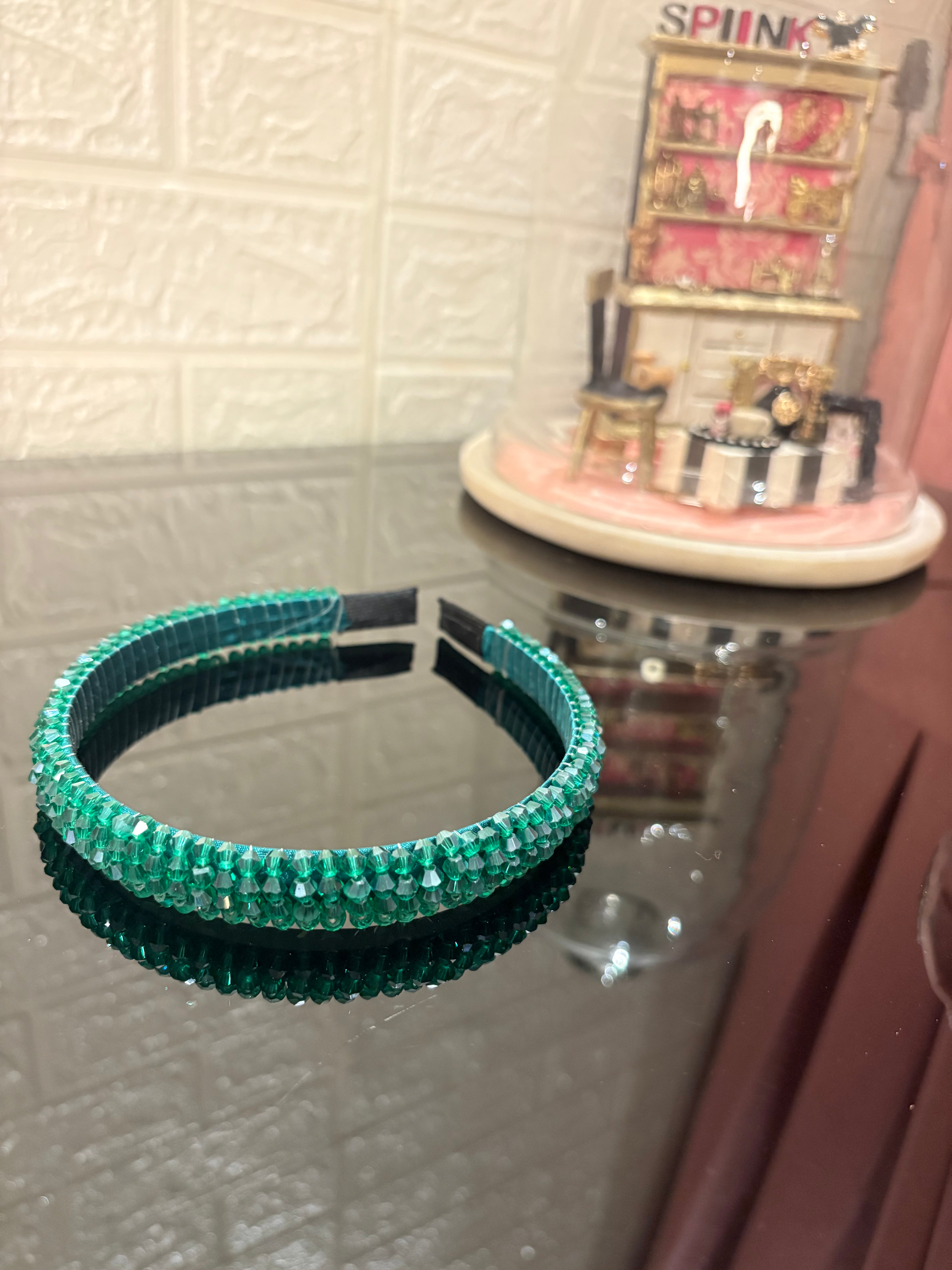 Dark Green Beaded Hairband