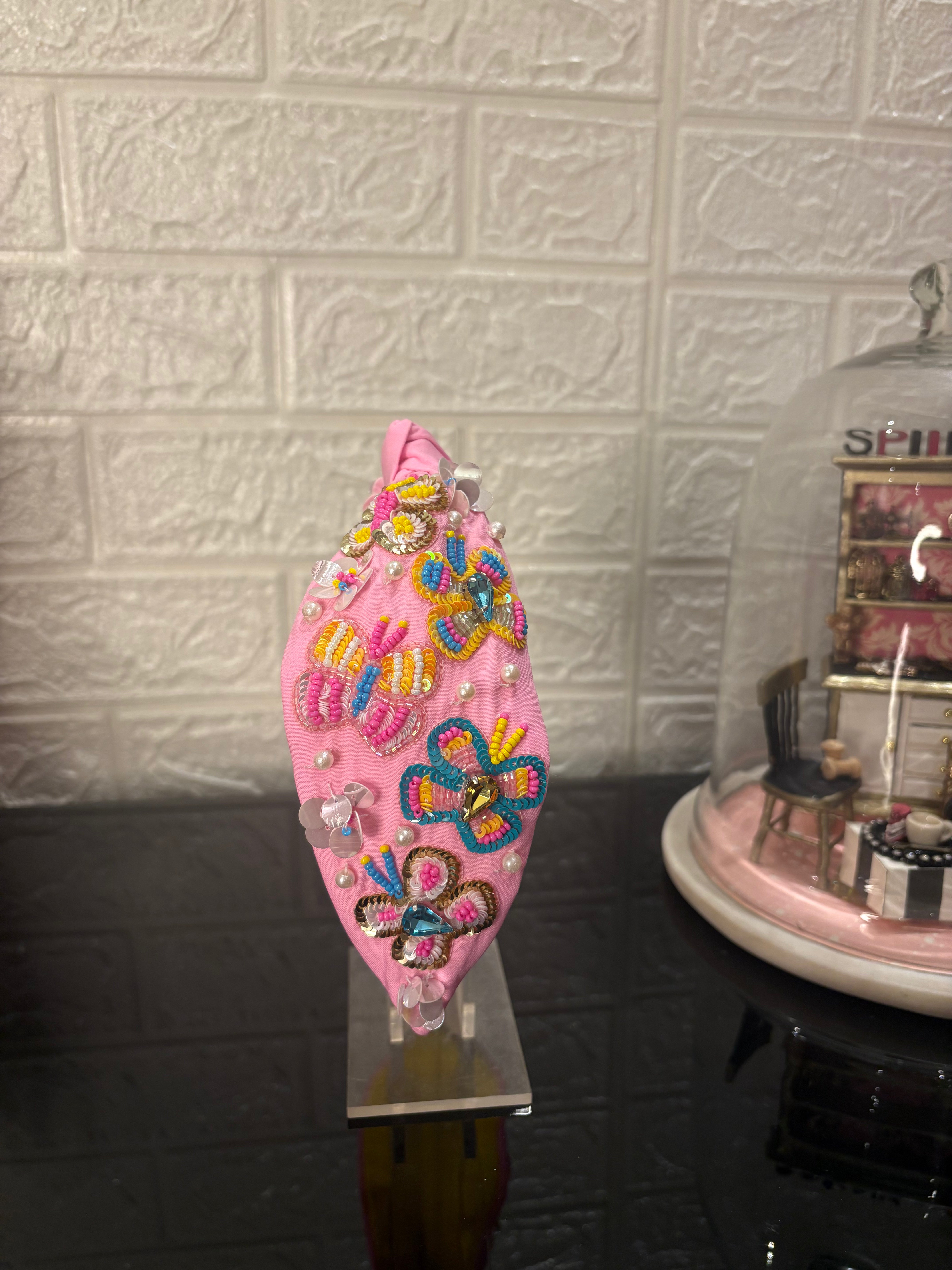 Butterfly Floraria Blush Pink Turban Hairband