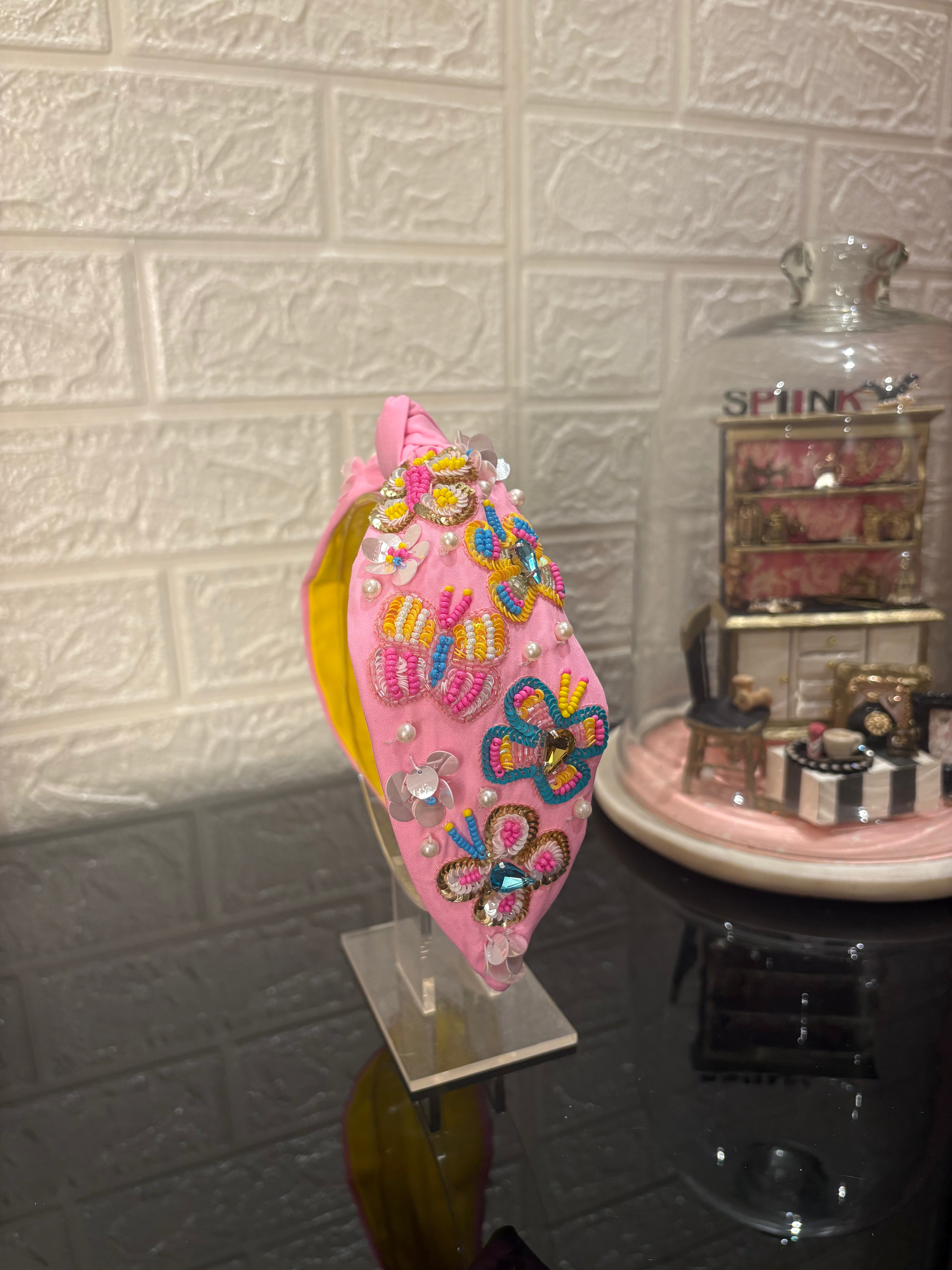 Butterfly Floraria Blush Pink Turban Hairband