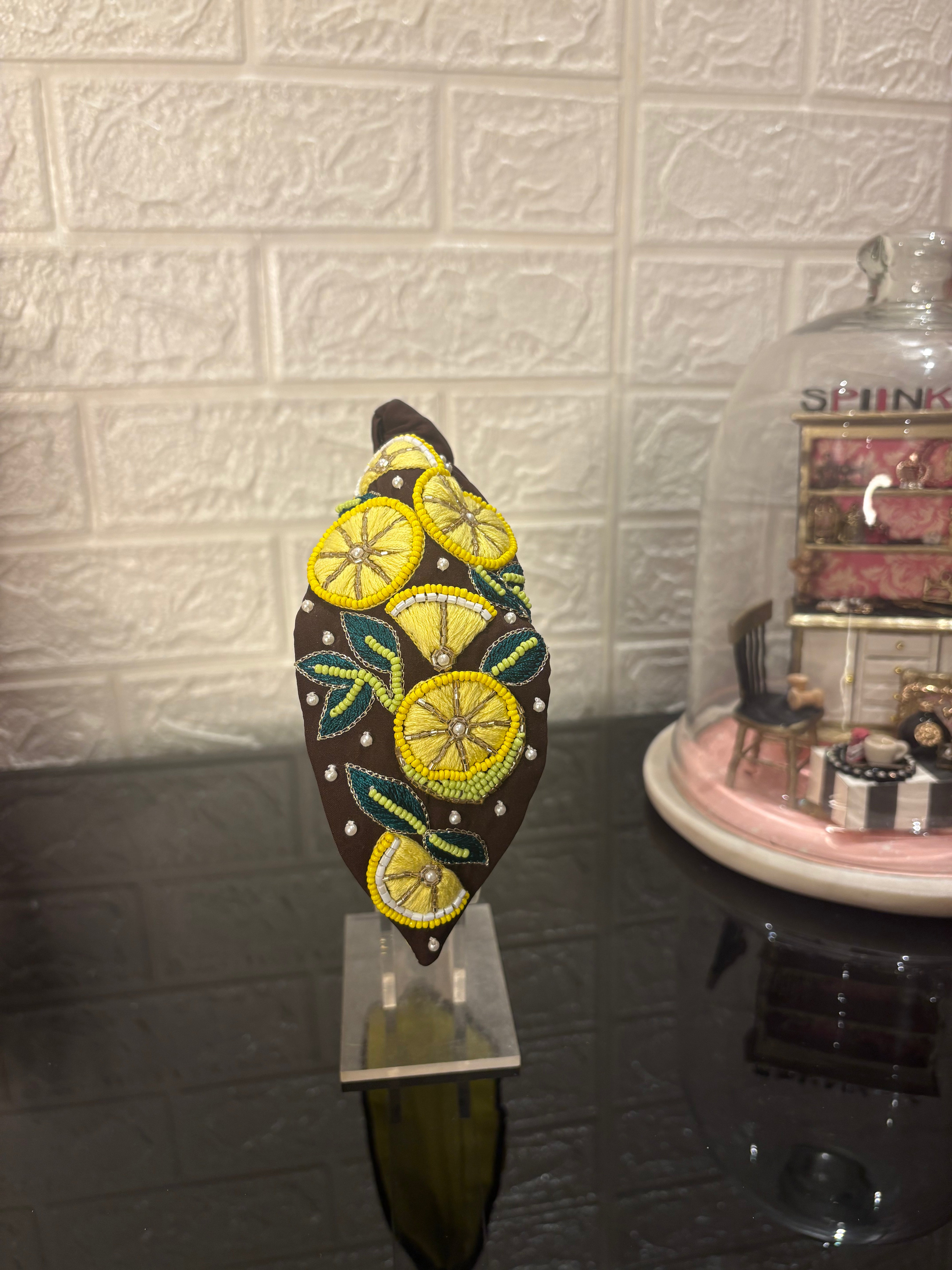 Lemon Orchid Dark Brown Turban Hairband