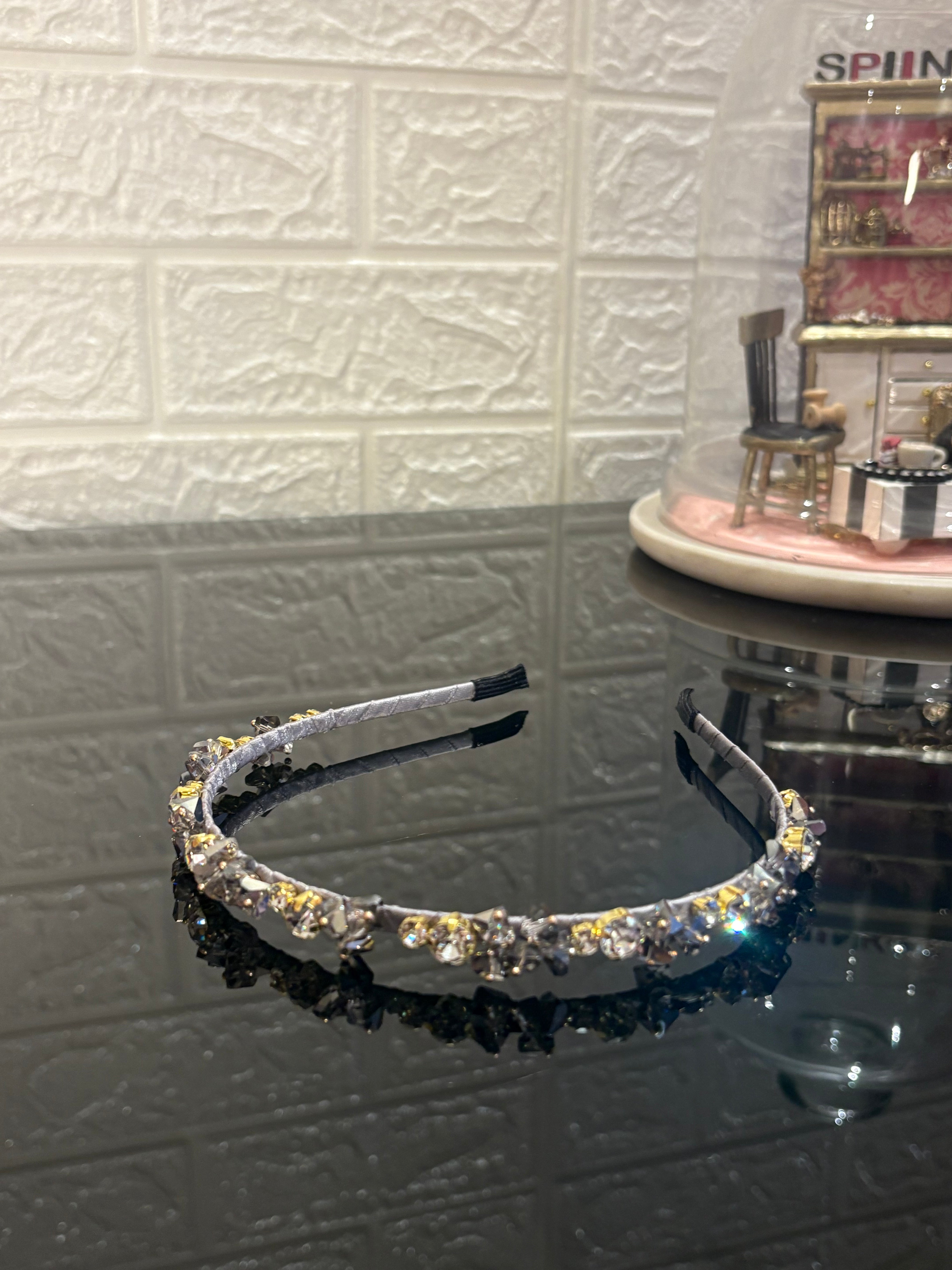 Grey Crystal Hairband
