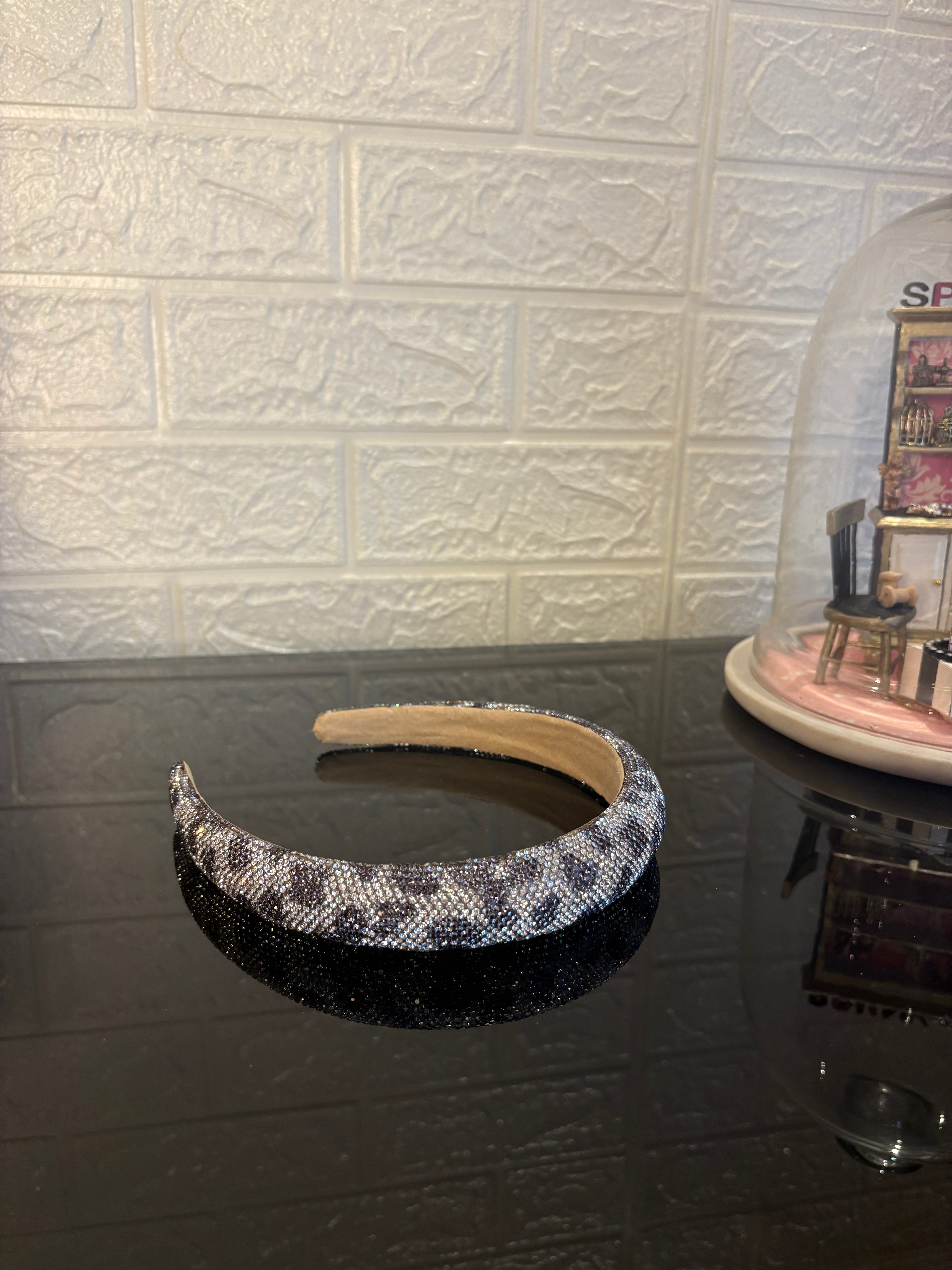 Crystelle Grey & Black Rhinestone Hairband