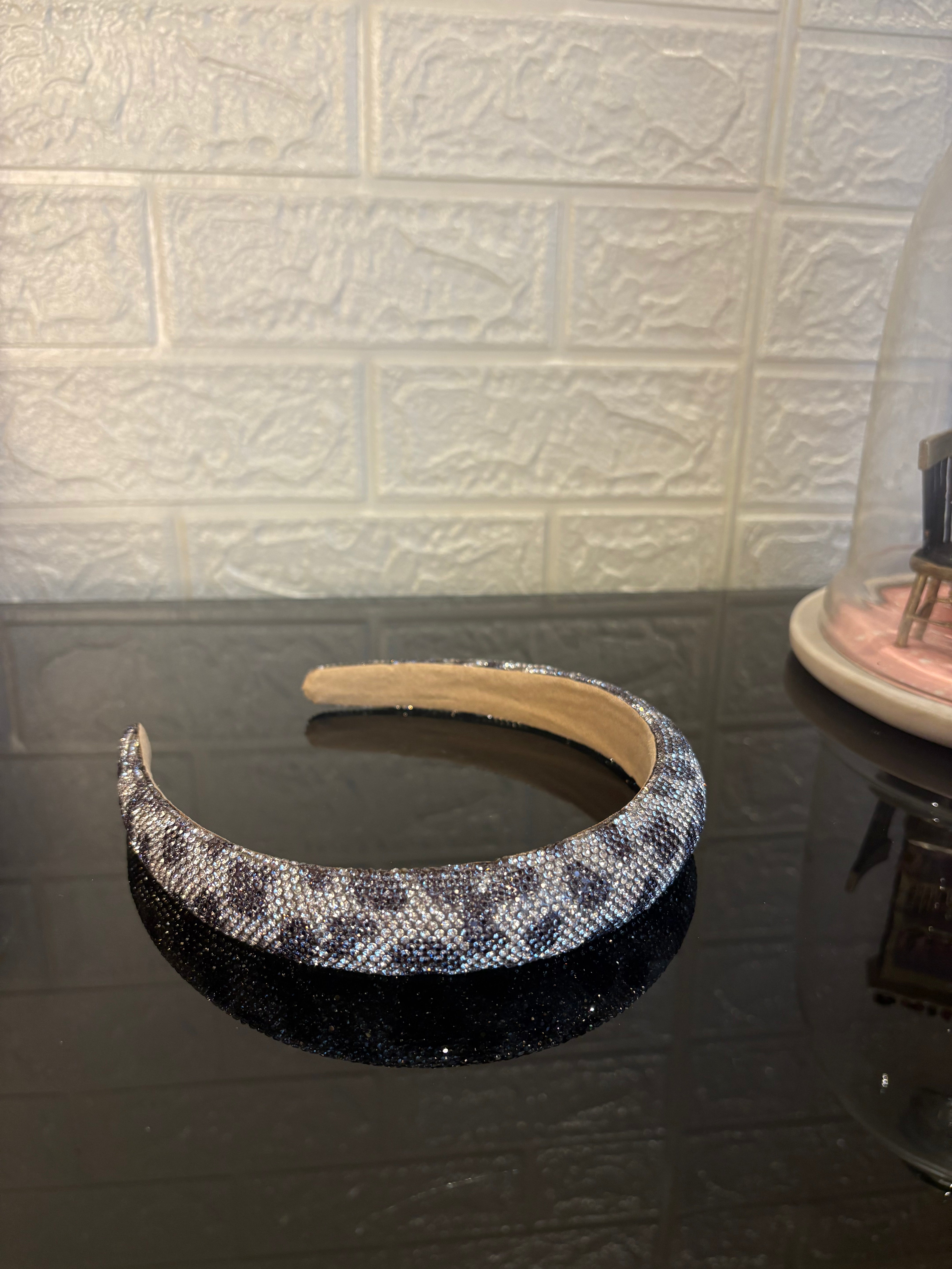 Crystelle Grey & Black Rhinestone Hairband