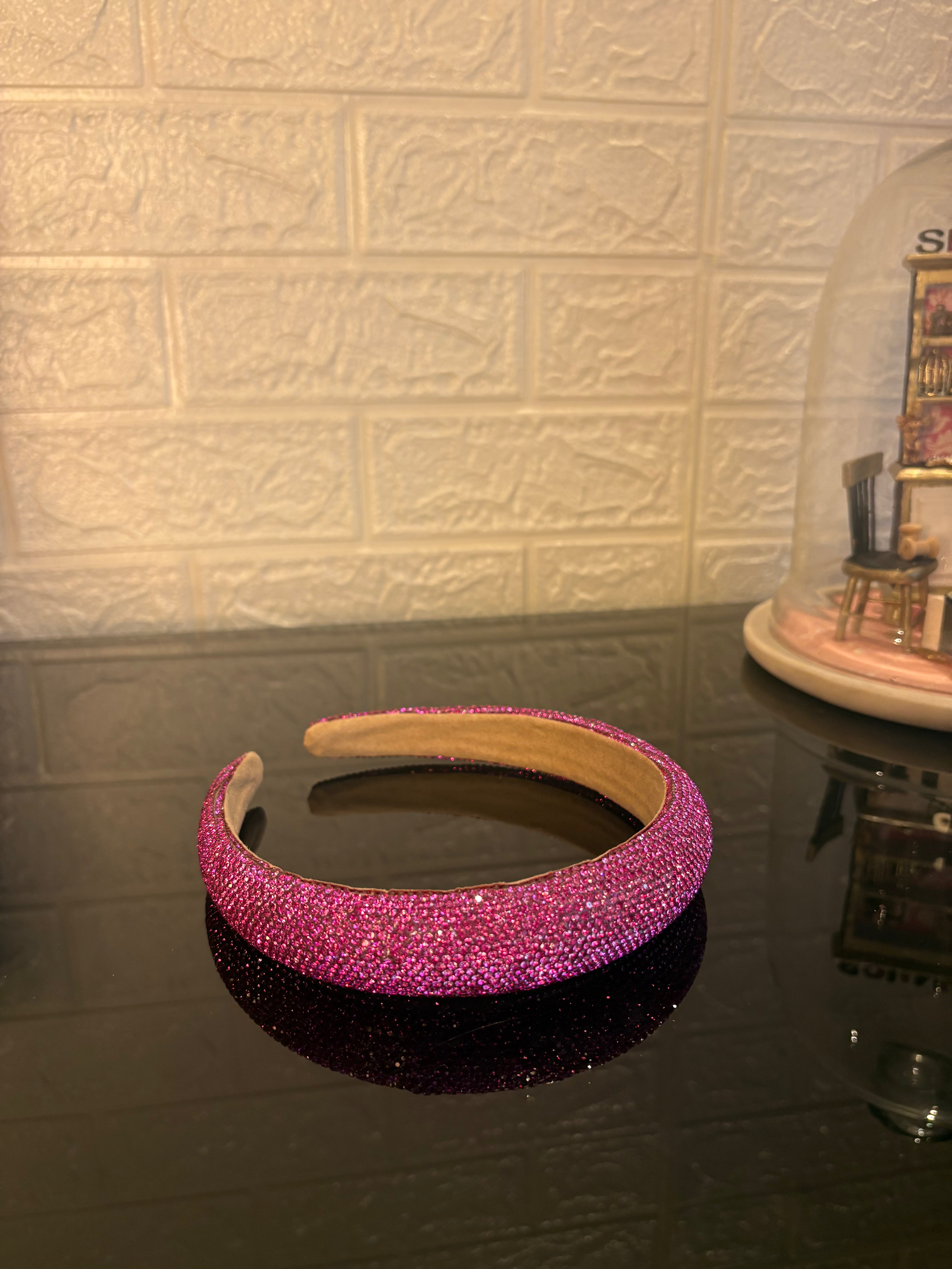 Crystelle Dark Pink Rhinestone Hairband