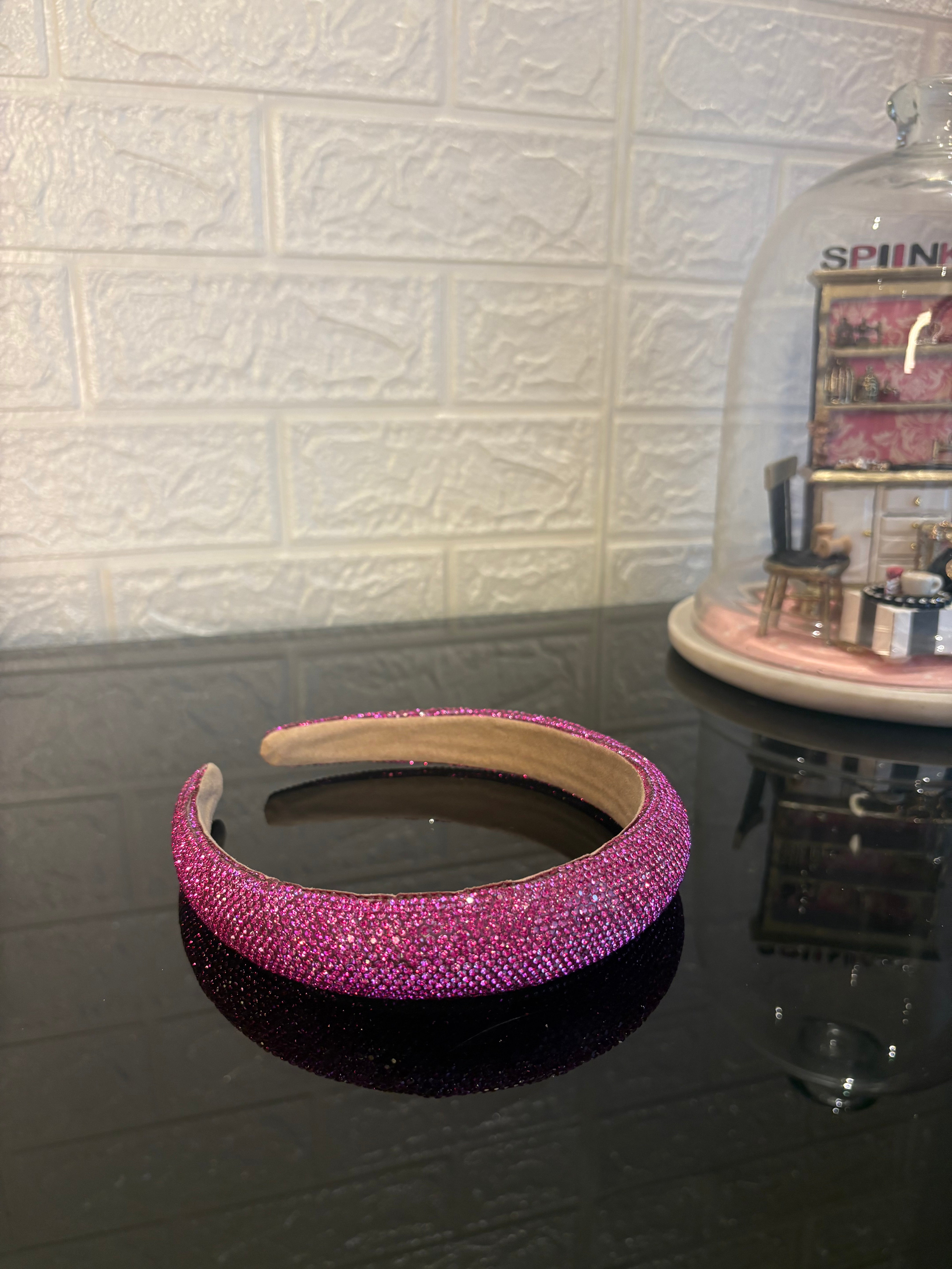 Crystelle Dark Pink Rhinestone Hairband