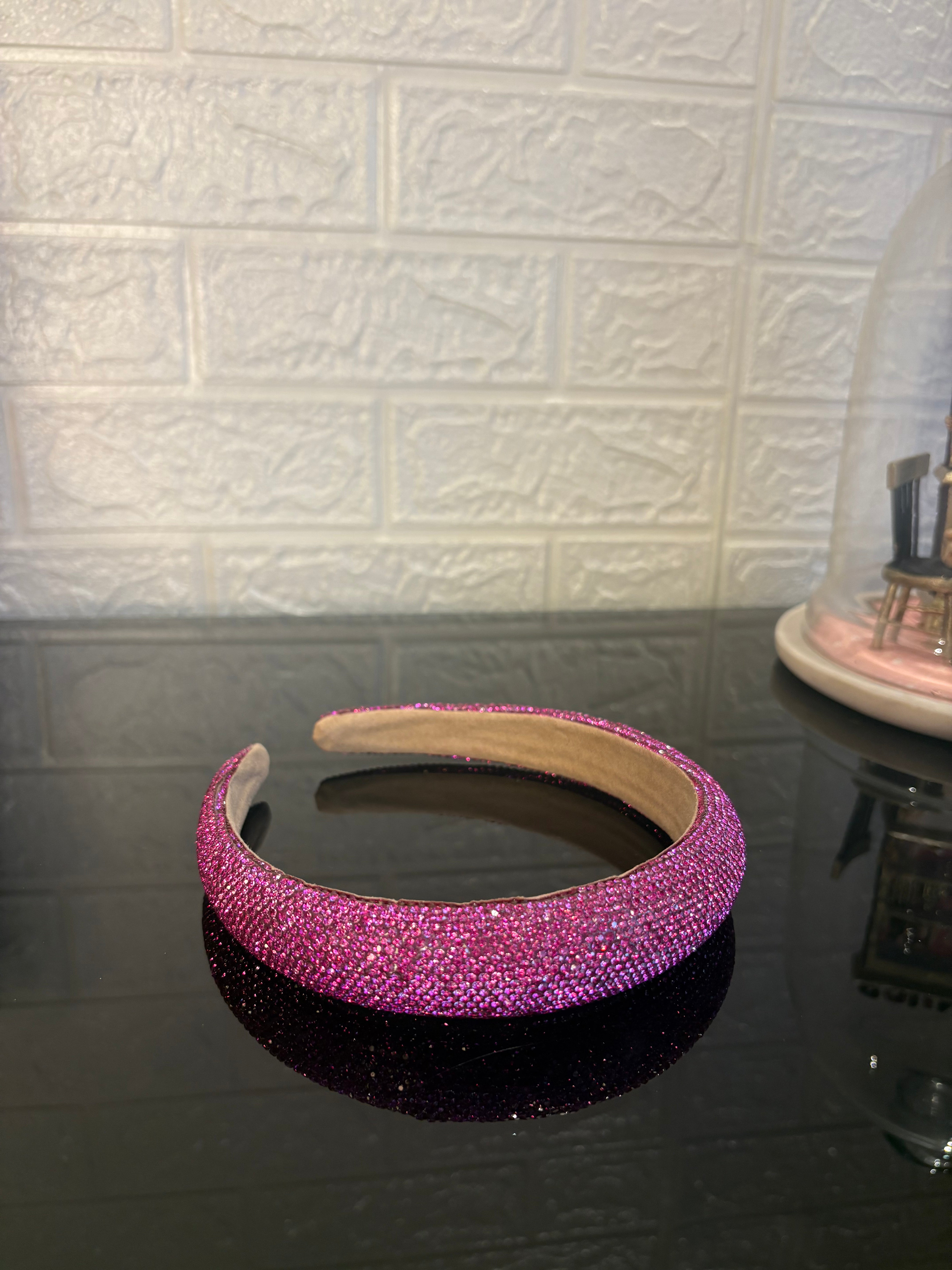 Crystelle Dark Pink Rhinestone Hairband