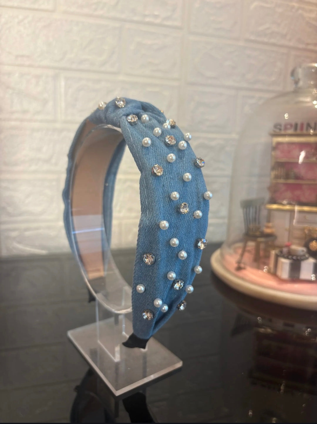 Blue Pearl Denim Hairband