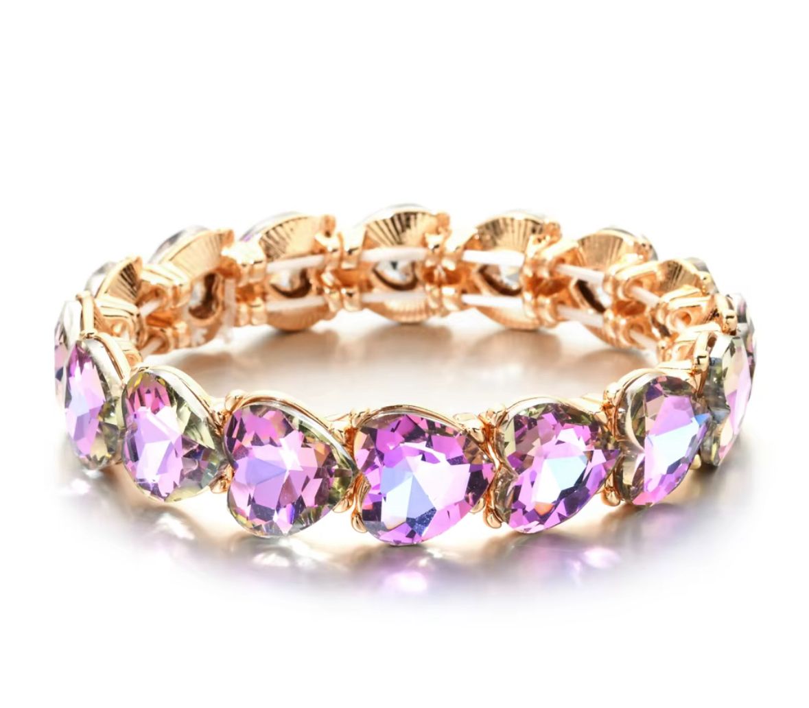 Purple Heart Crystal Bracelet