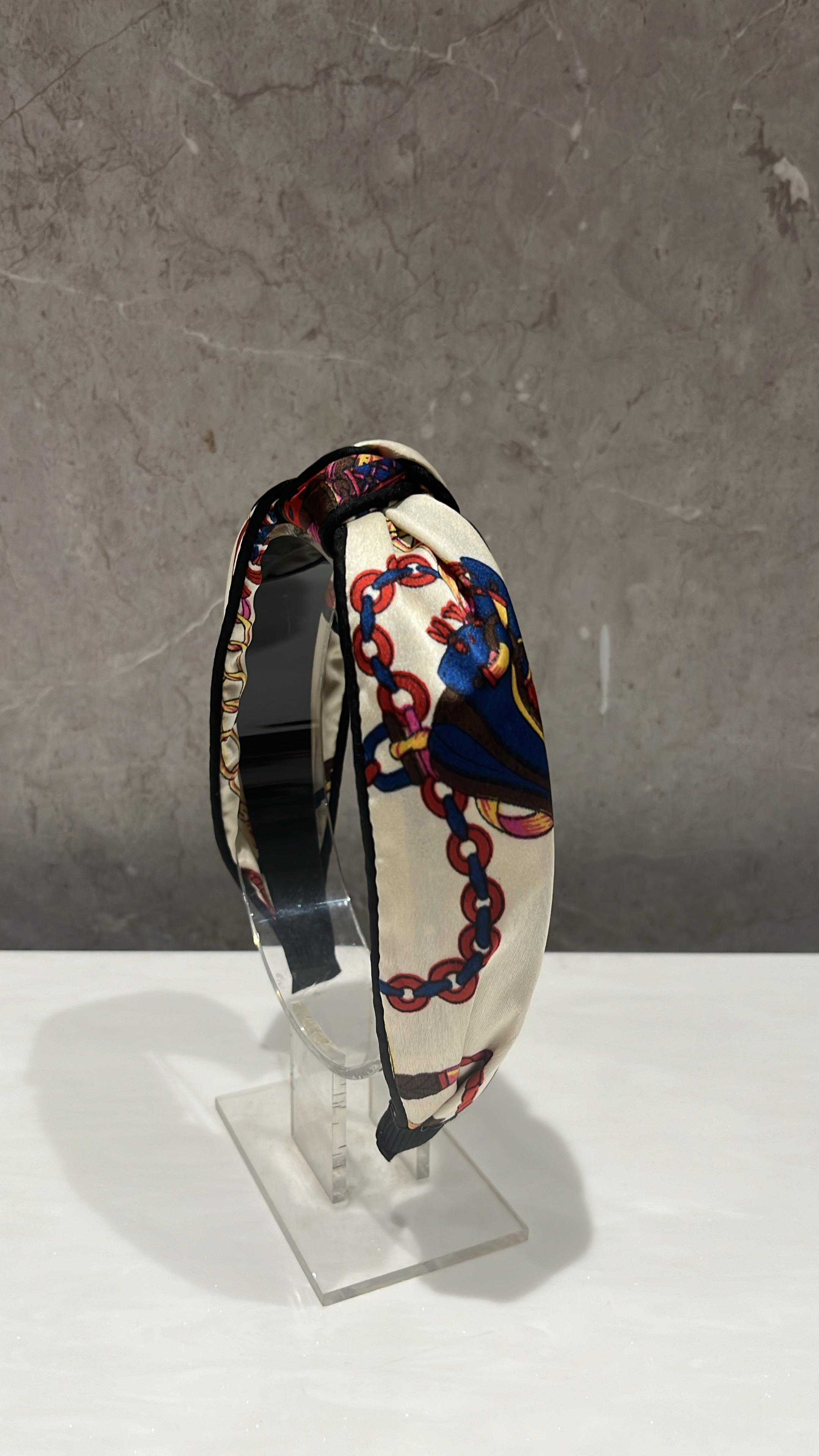 Vintage Ivory Imperial Luxe Printed Turban Hairband