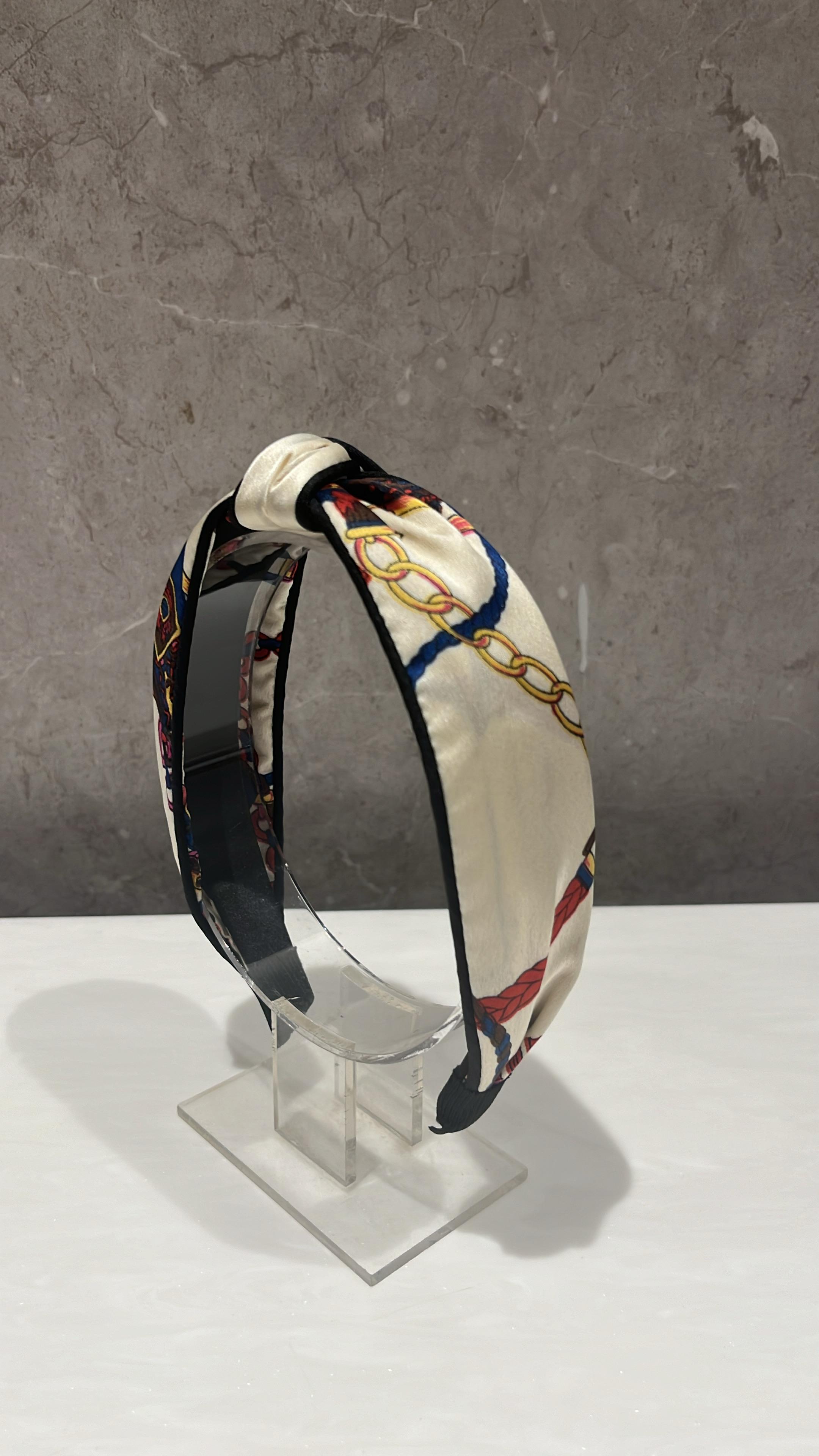 Vintage Ivory Imperial Luxe Printed Turban Hairband